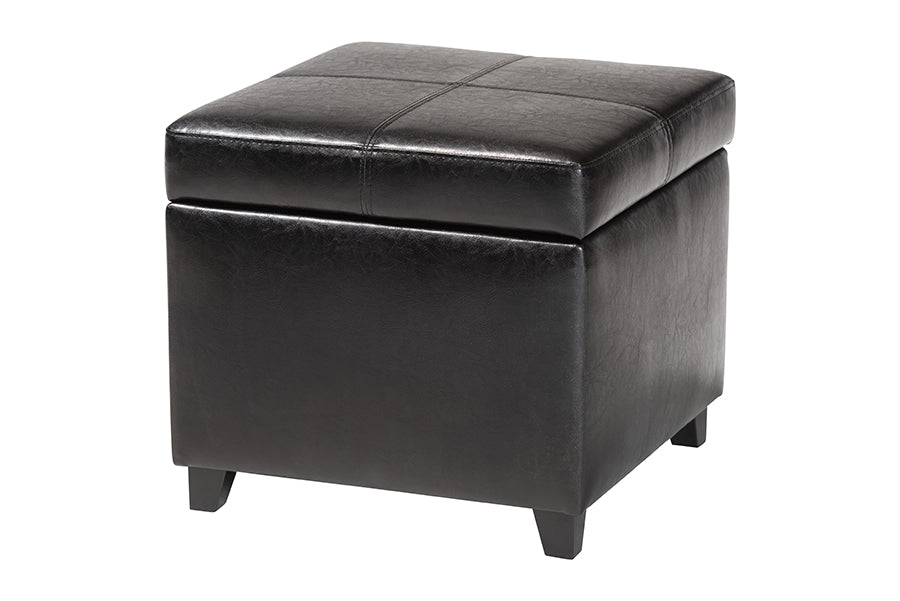 Leather Storage Cube Ottoman