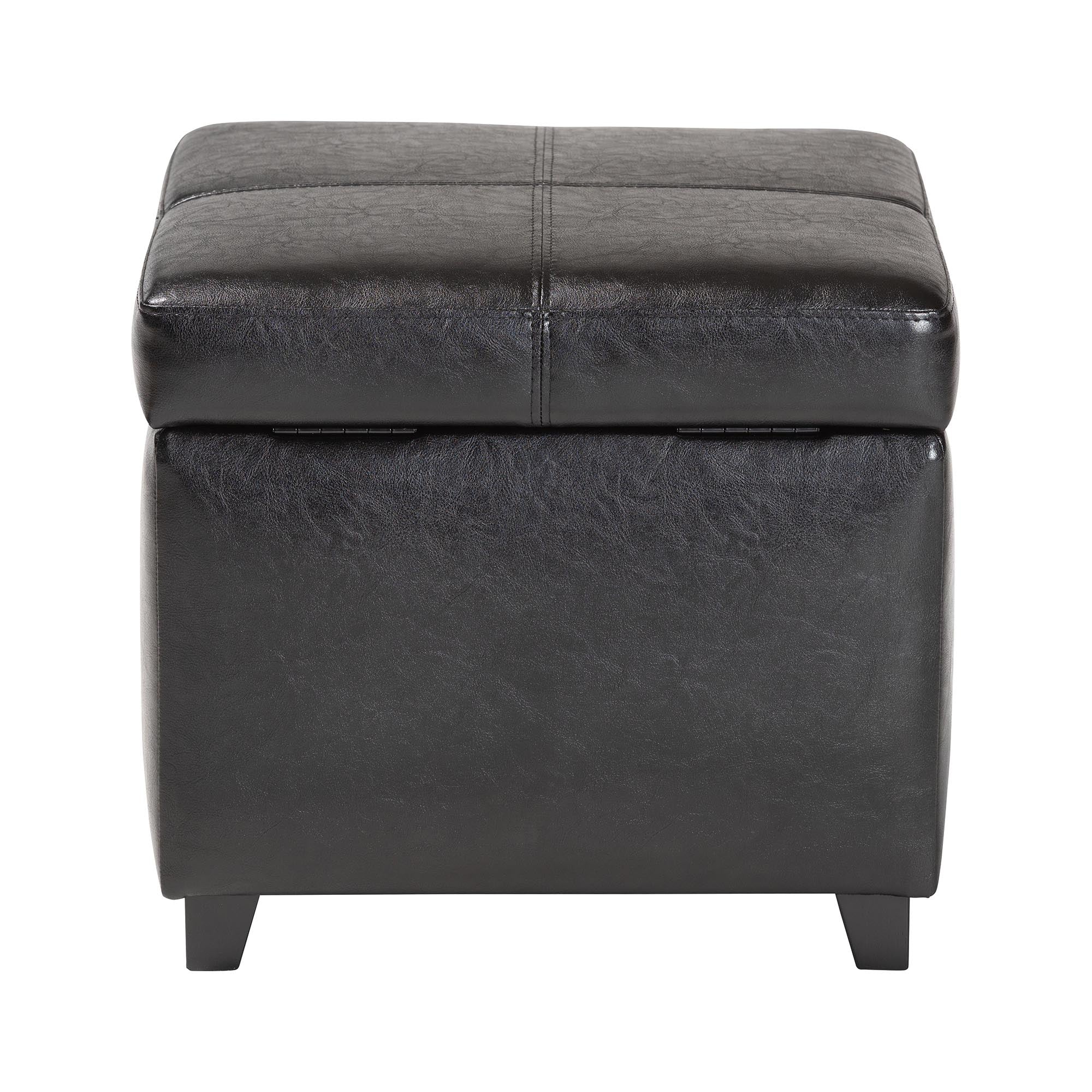 Leather Storage Cube Ottoman