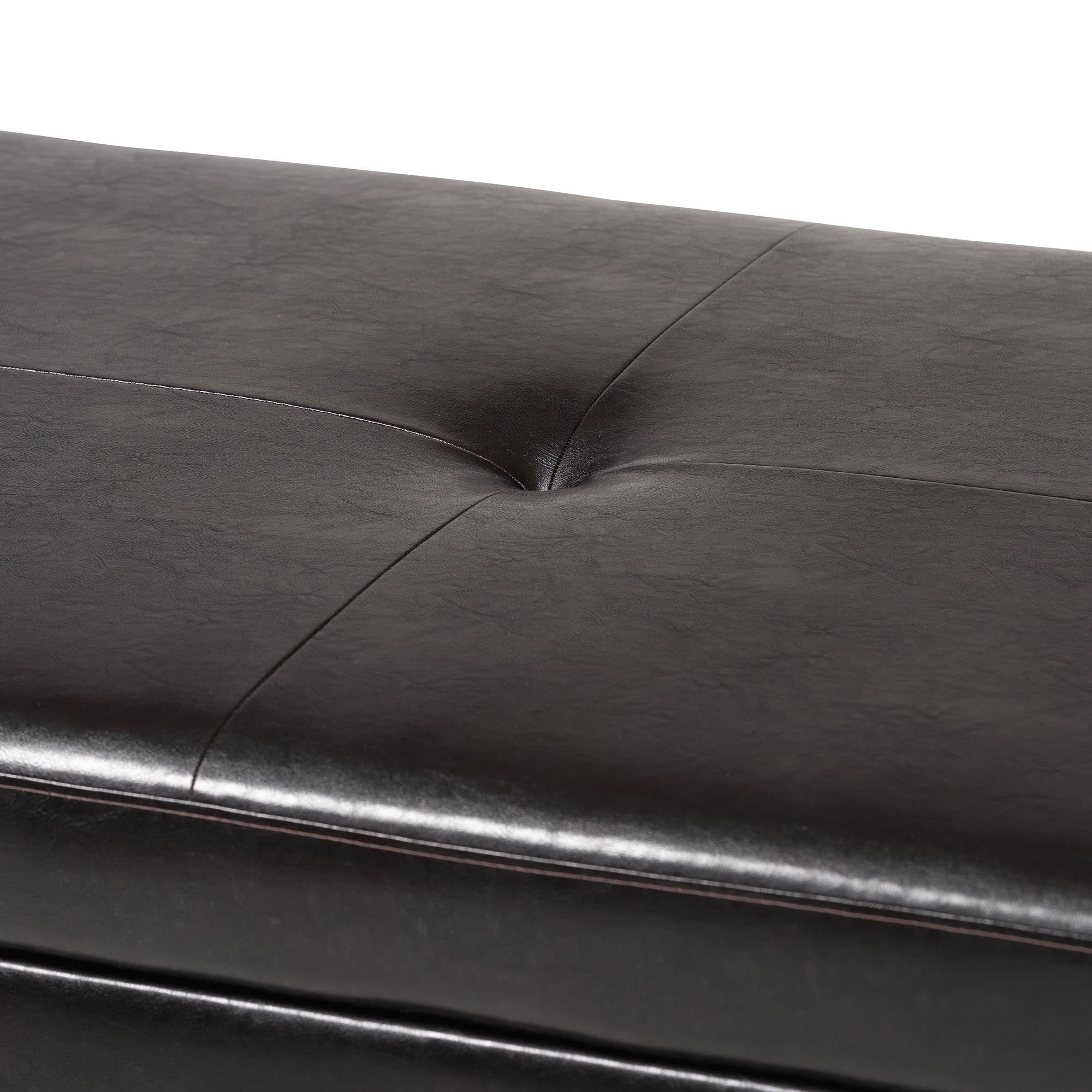 Faux Leather Storage Cocktail Ottoman