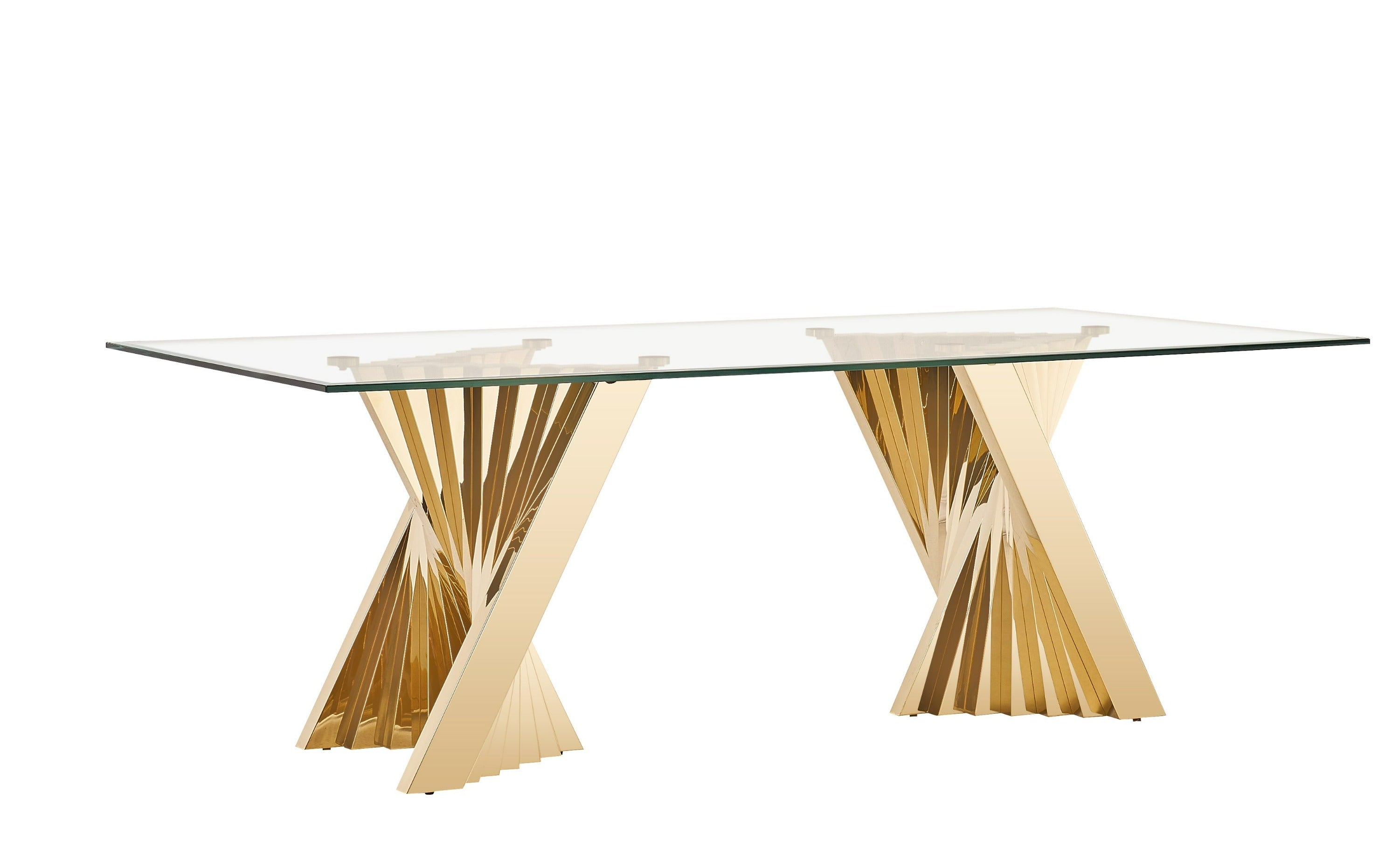 Buquet Glam Glass and Champagne Rectangular Dining Table