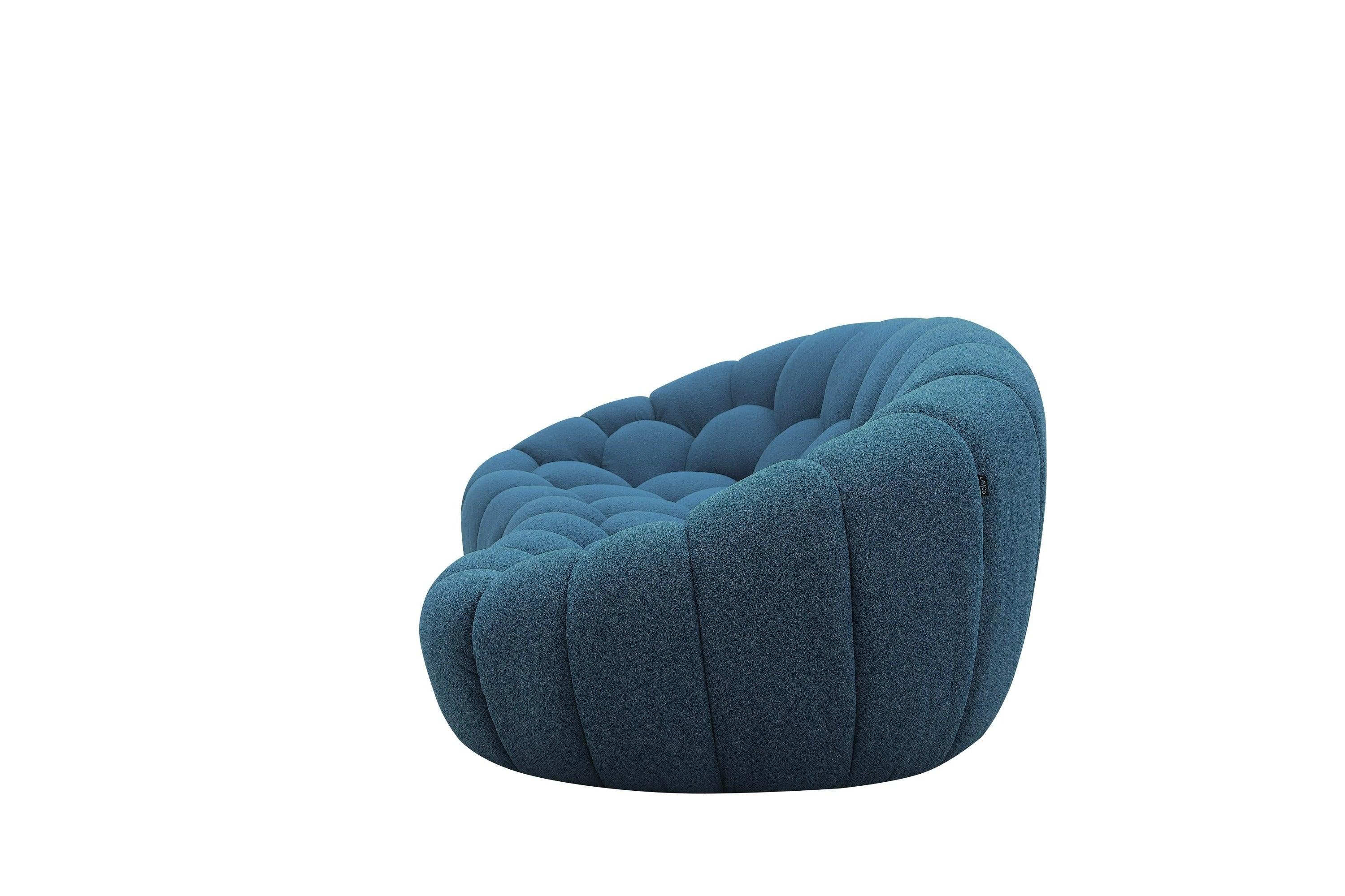 Yolonda Modern Curved Dark Teal Fabric Loveseat