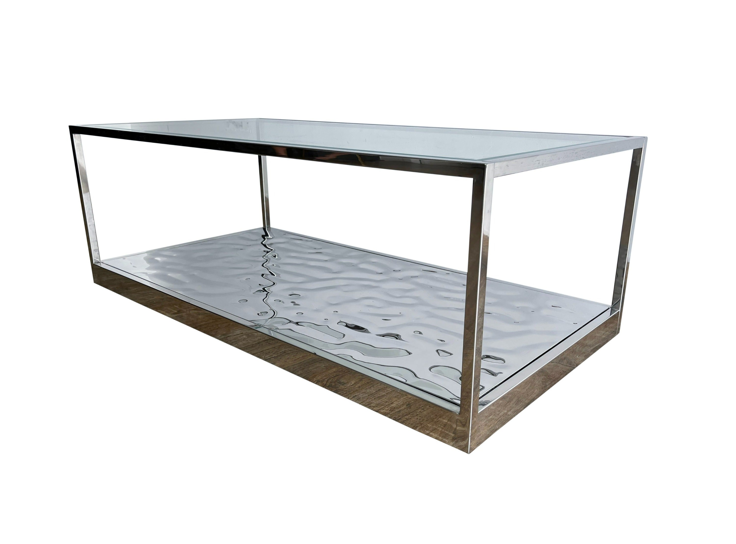 Modrest Braxton - Contemporary Clear Wave Glass Coffee Table-Coffee Table-VIG-Wall2Wall Furnishings