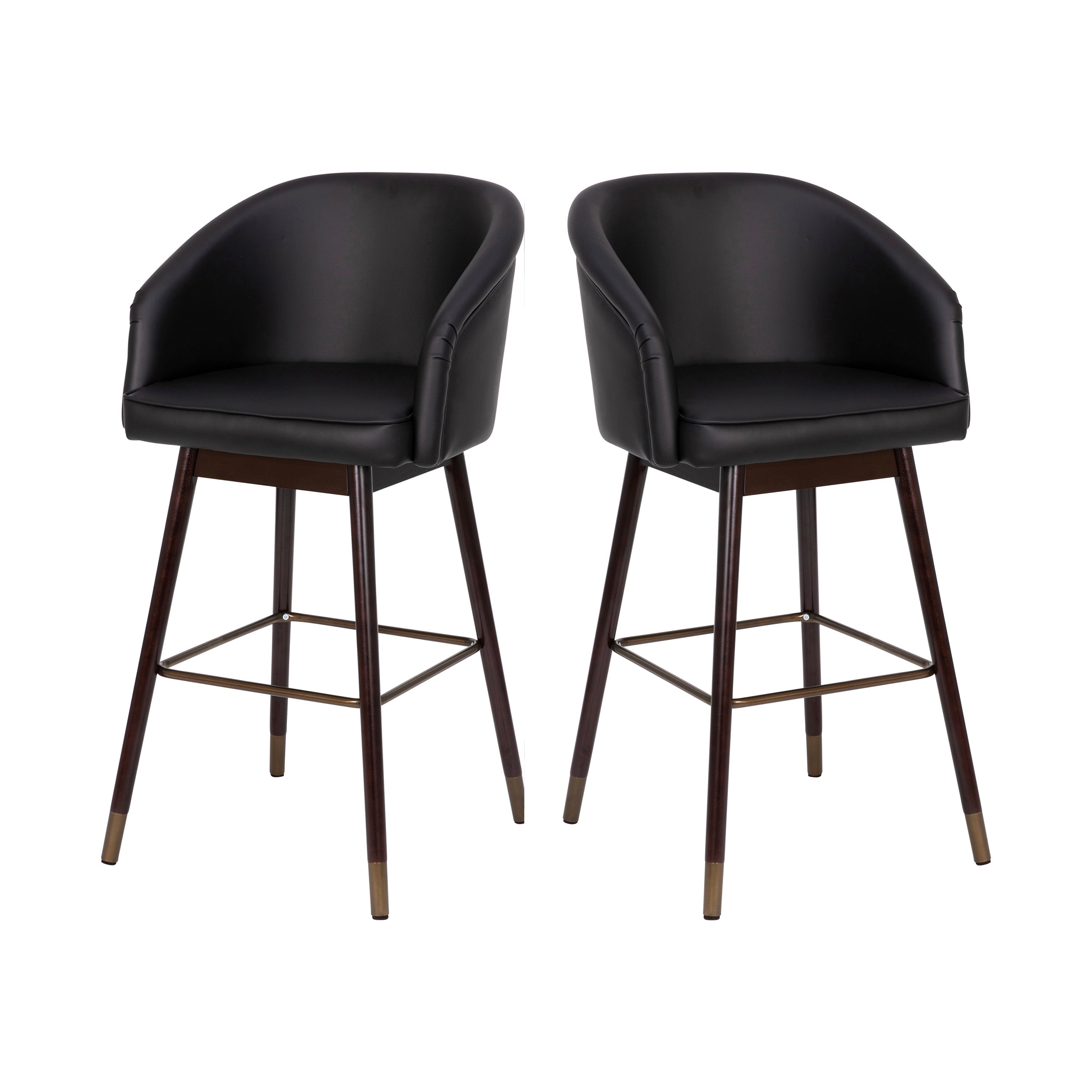 Margo Mid-Back Modern Barstool with Beechwood Legs and Curved Back - Set of 2