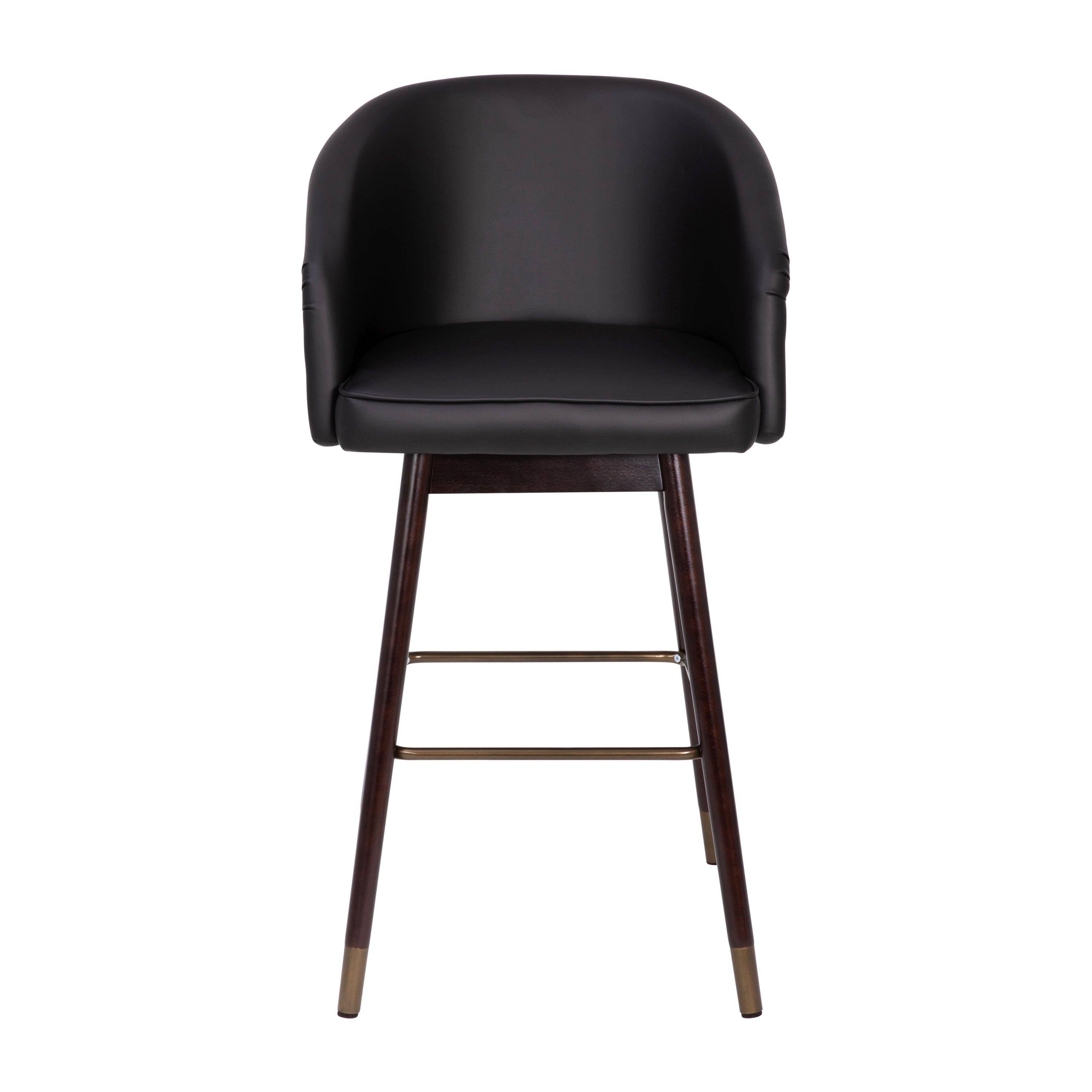 Margo Mid-Back Modern Barstool with Beechwood Legs and Curved Back - Set of 2