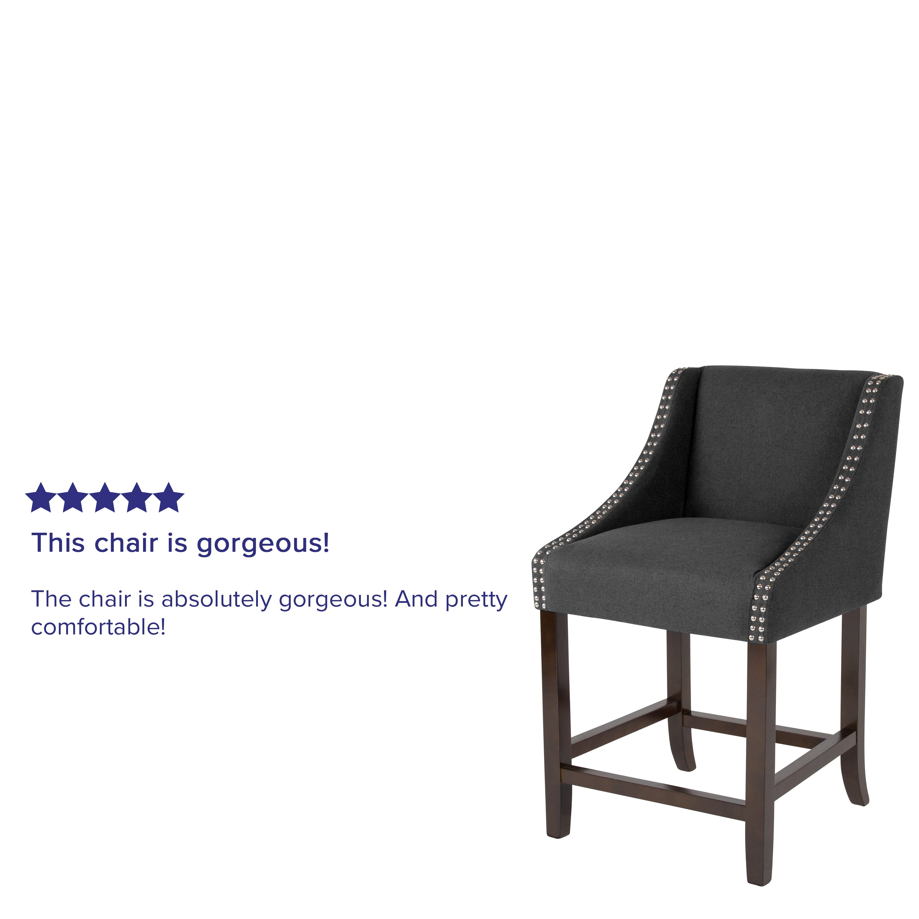 Carmel Series 24" High Transitional Wood Counter Height Stool with Accent Nail Trim, Set of 2