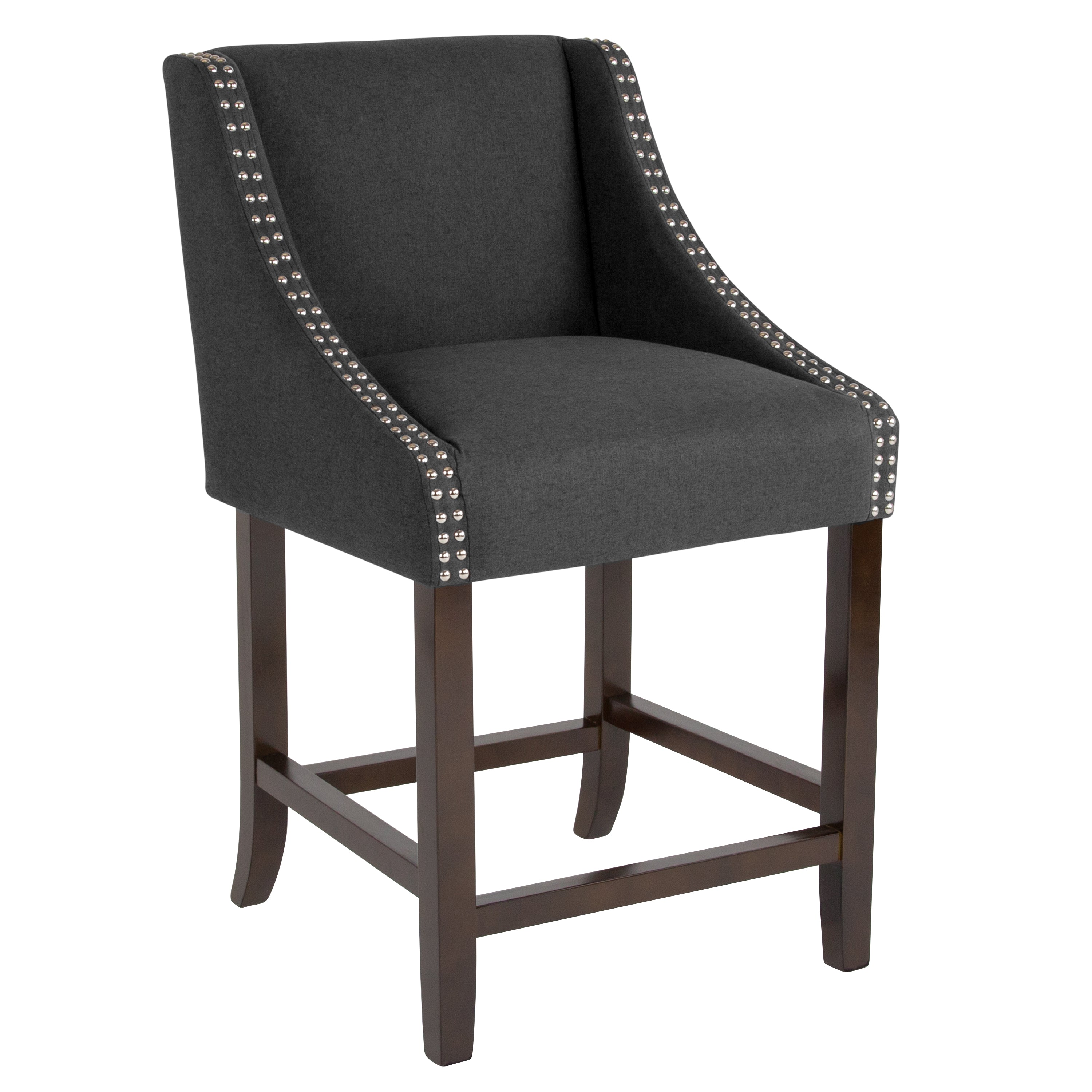 Carmel Series 24" High Transitional Wood Counter Height Stool with Accent Nail Trim, Set of 2