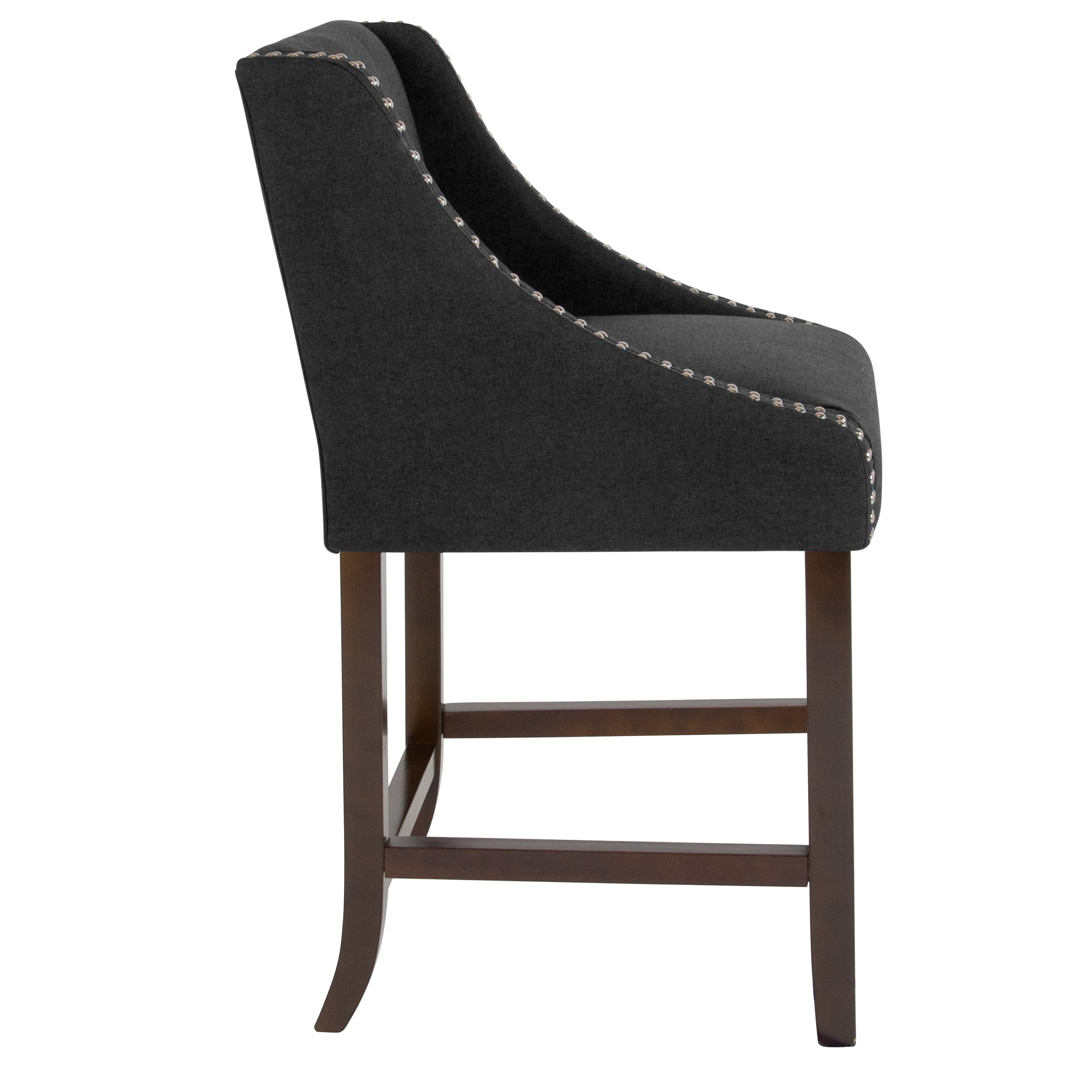 Carmel Series 24" High Transitional Wood Counter Height Stool with Accent Nail Trim, Set of 2