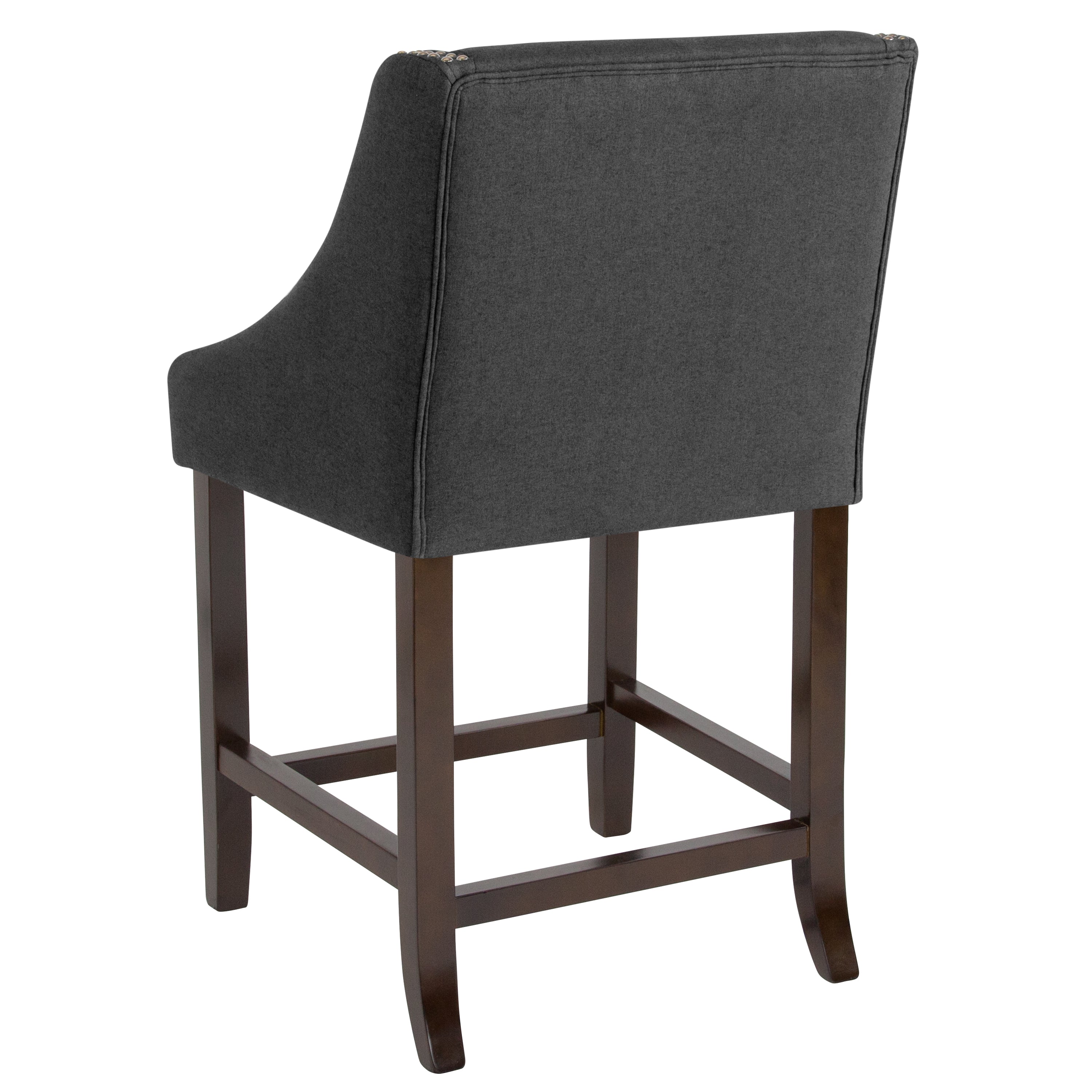 Carmel Series 24" High Transitional Wood Counter Height Stool with Accent Nail Trim, Set of 2