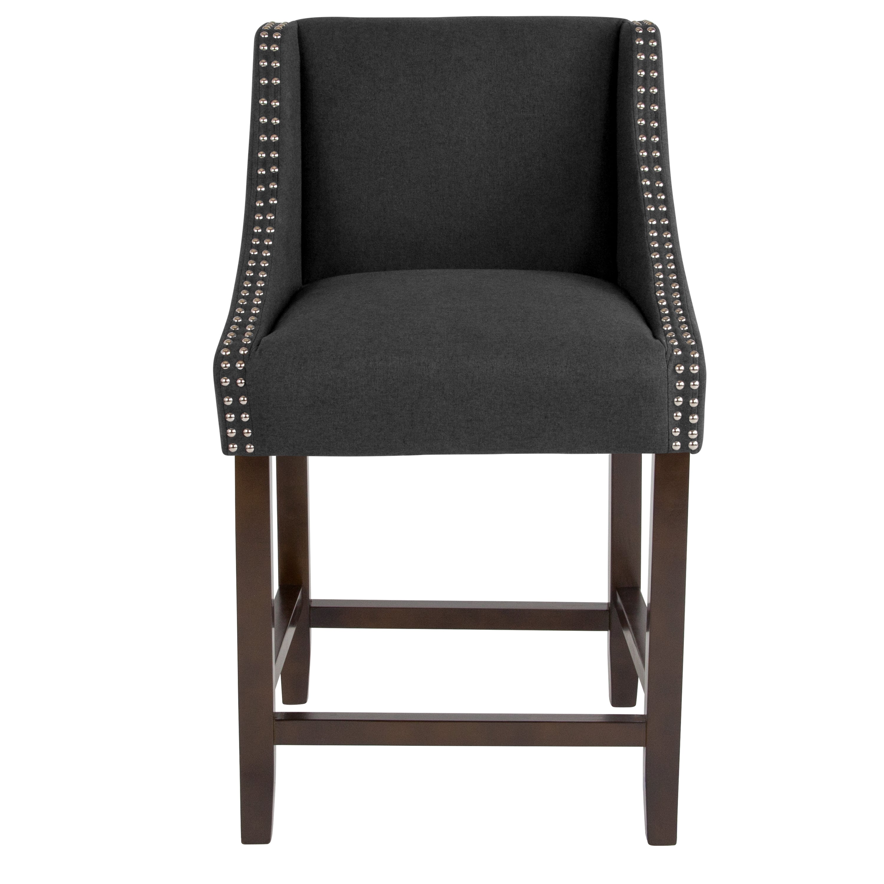 Carmel Series 24" High Transitional Wood Counter Height Stool with Accent Nail Trim, Set of 2
