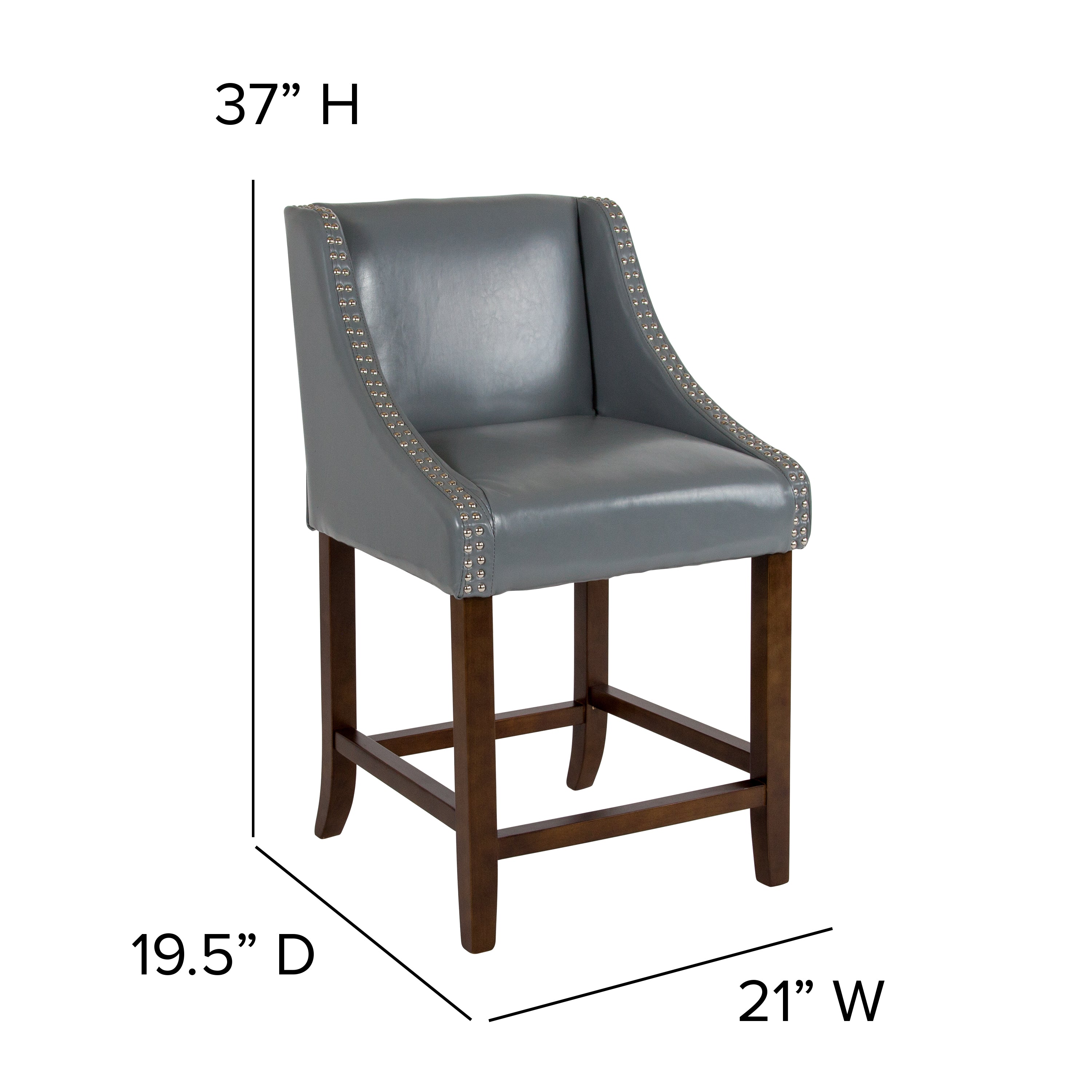 Carmel Series 24" High Transitional Wood Counter Height Stool with Accent Nail Trim, Set of 2