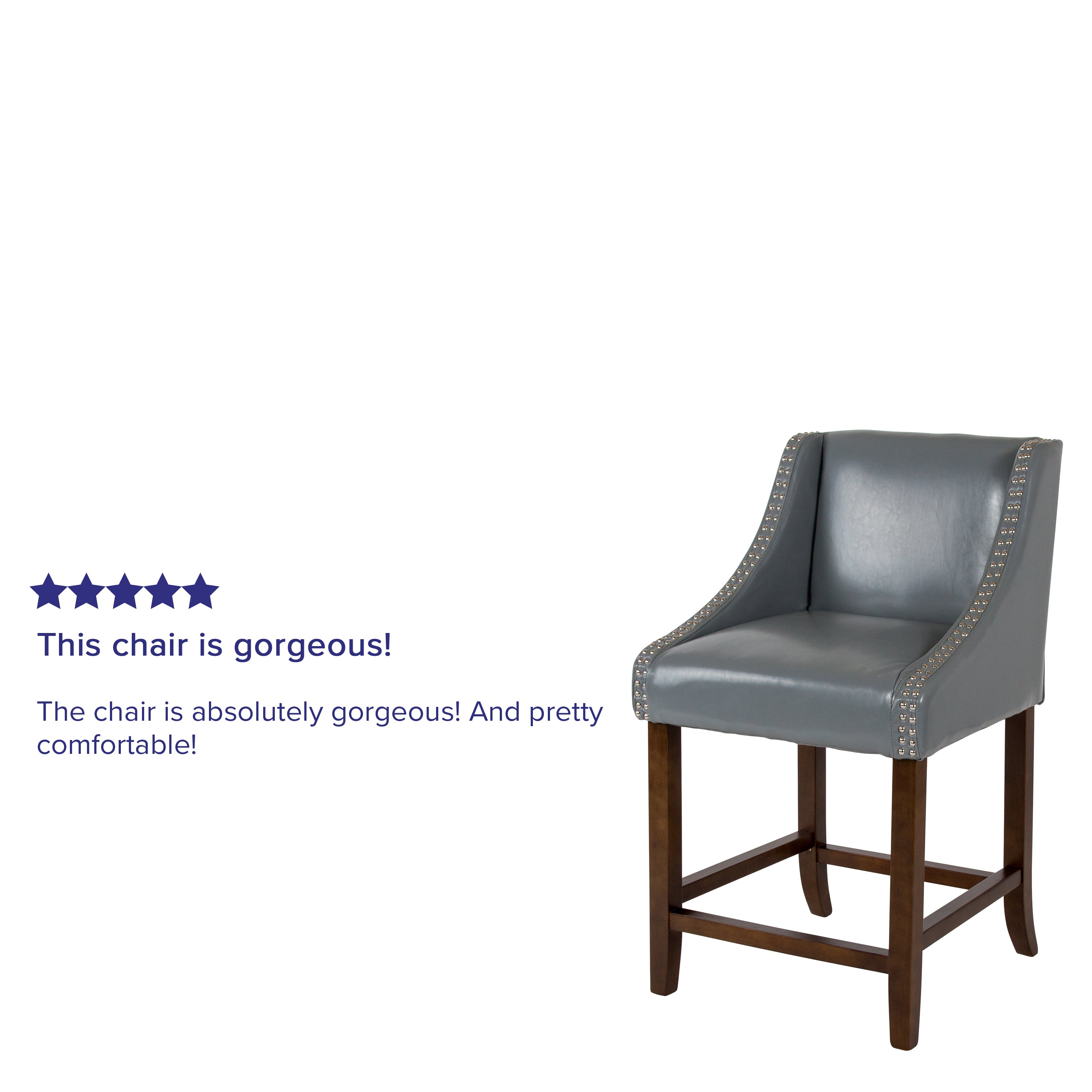 Carmel Series 24" High Transitional Wood Counter Height Stool with Accent Nail Trim, Set of 2