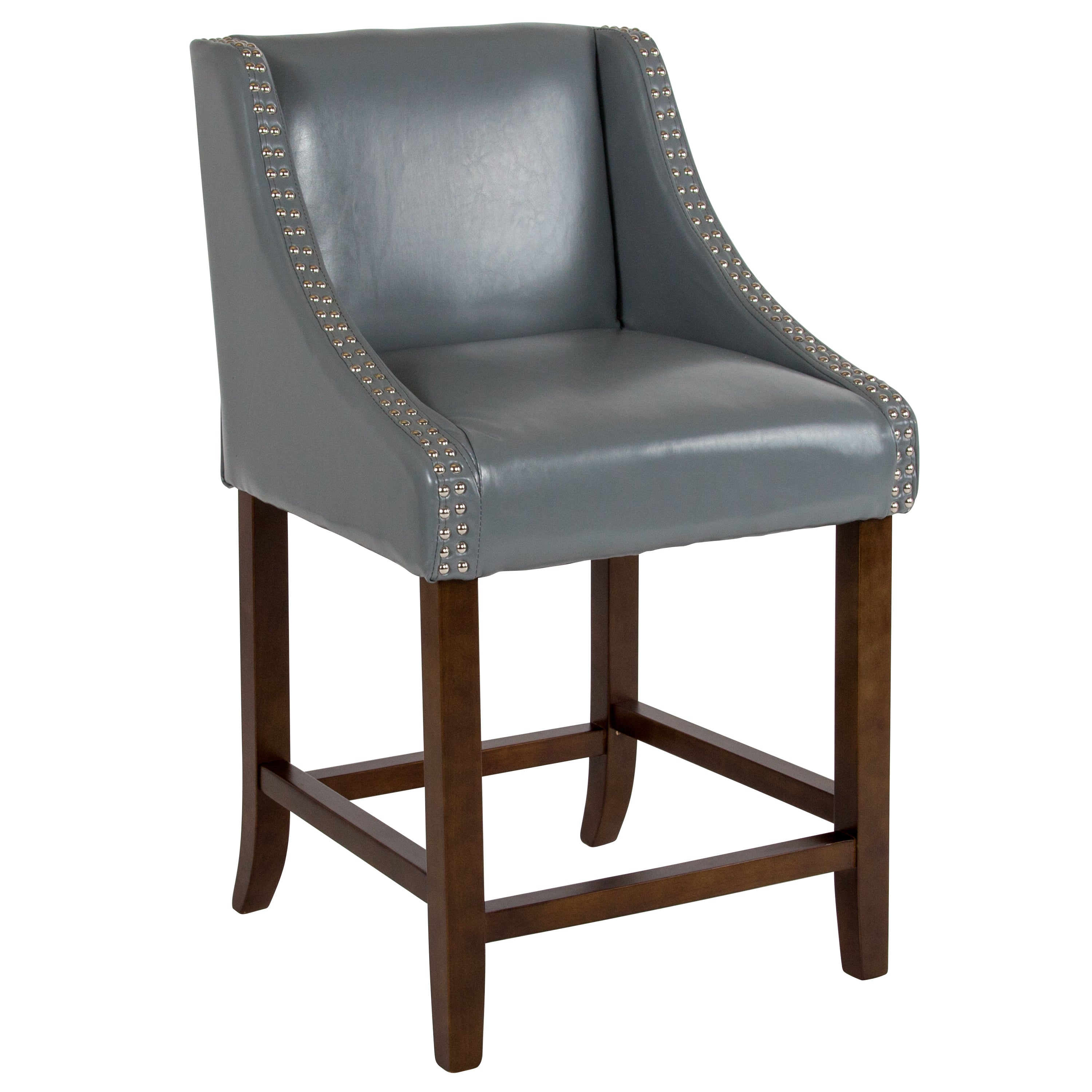 Carmel Series 24" High Transitional Wood Counter Height Stool with Accent Nail Trim, Set of 2