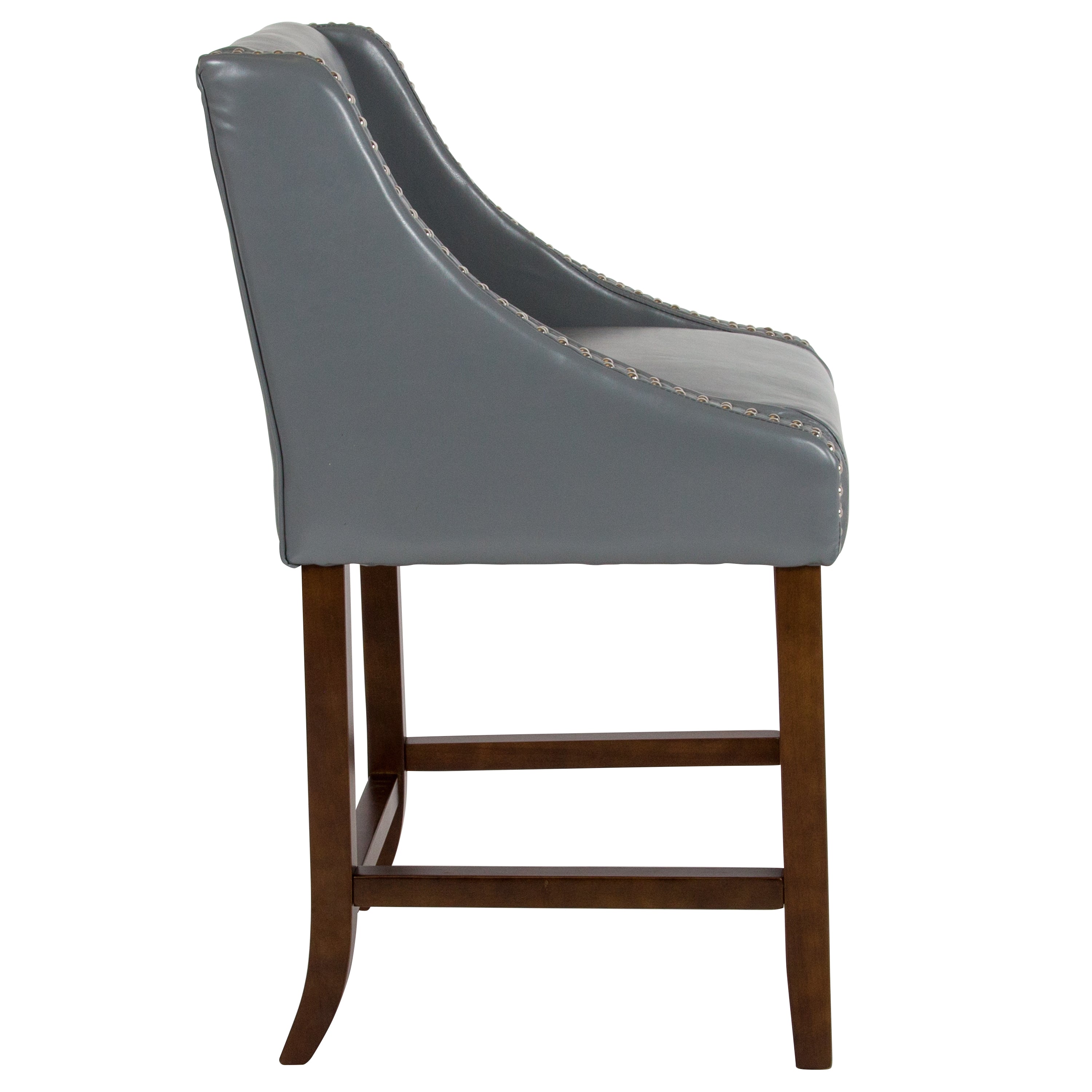 Carmel Series 24" High Transitional Wood Counter Height Stool with Accent Nail Trim, Set of 2
