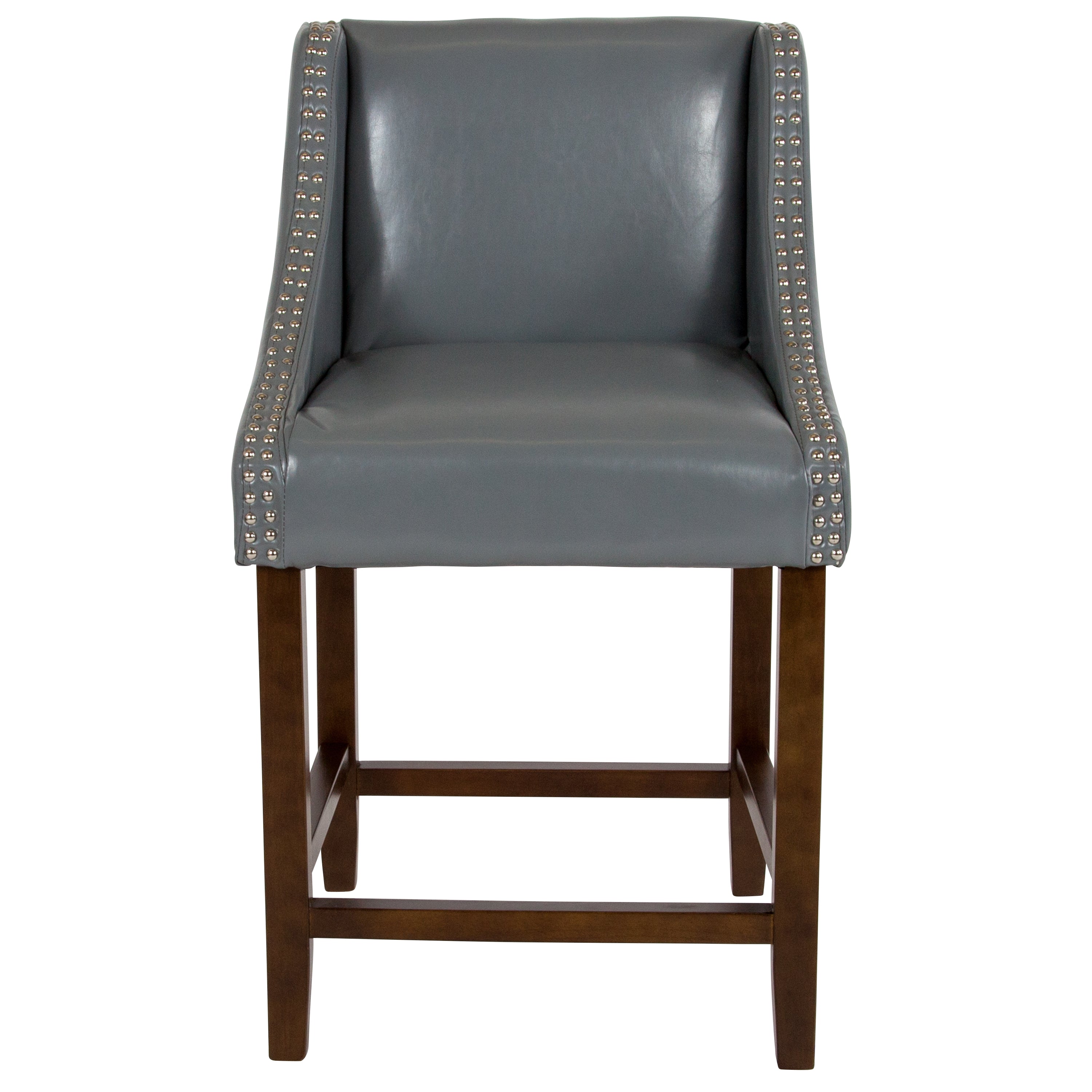 Carmel Series 24" High Transitional Wood Counter Height Stool with Accent Nail Trim, Set of 2