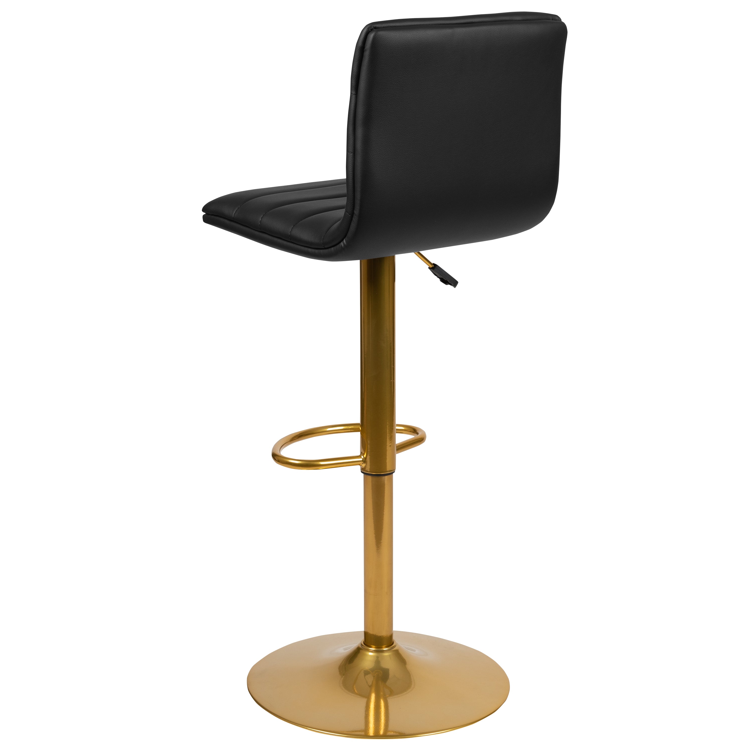 Modern Vinyl Adjustable Height Barstool with Horizontal Stitch Back, Set of 2
