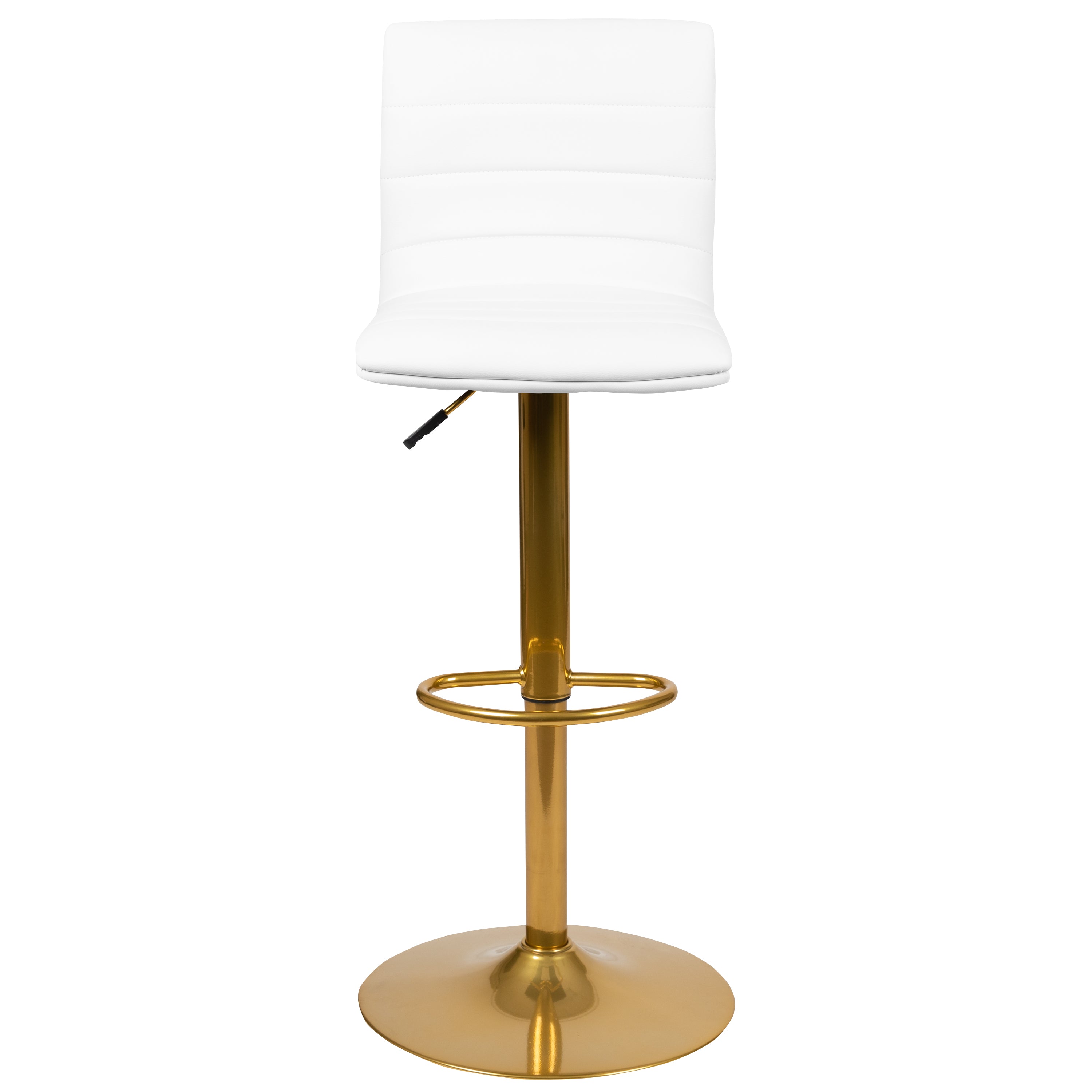 Modern Vinyl Adjustable Height Barstool with Horizontal Stitch Back, Set of 2