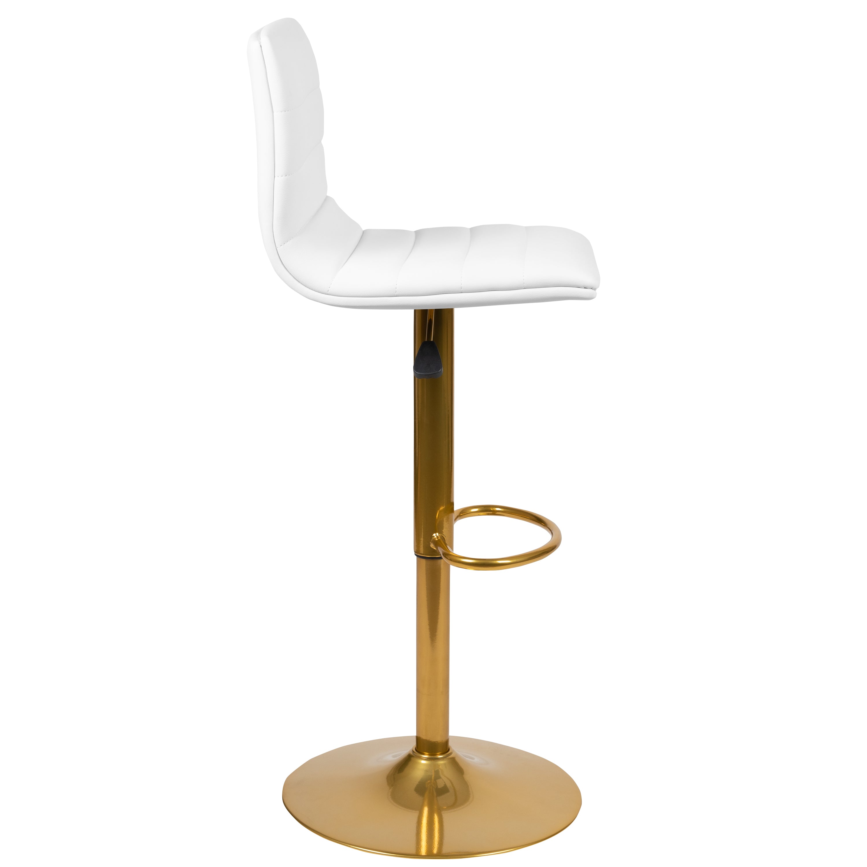 Modern Vinyl Adjustable Height Barstool with Horizontal Stitch Back, Set of 2