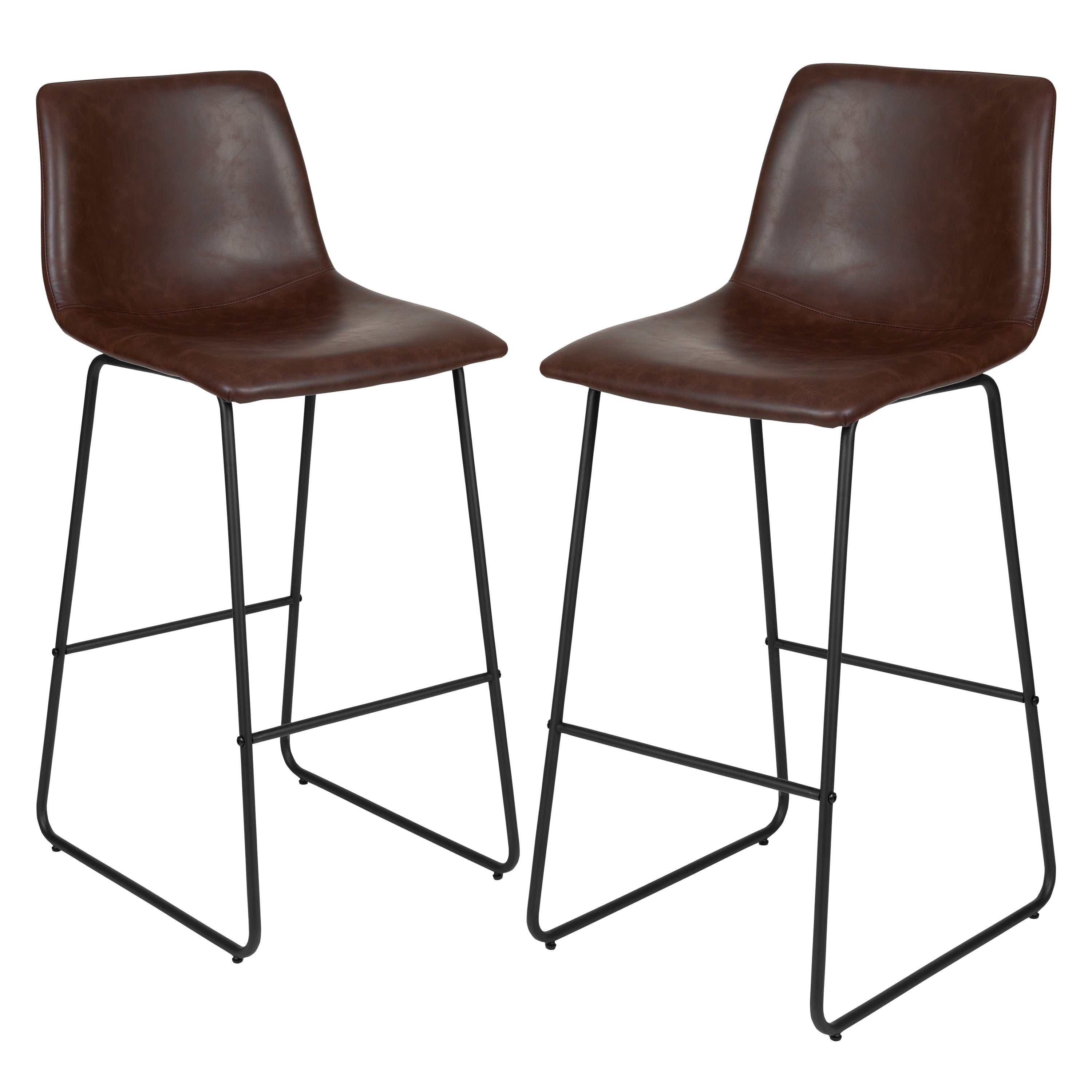 30 Inch LeatherSoft Bar Height Barstools, Set of 2
