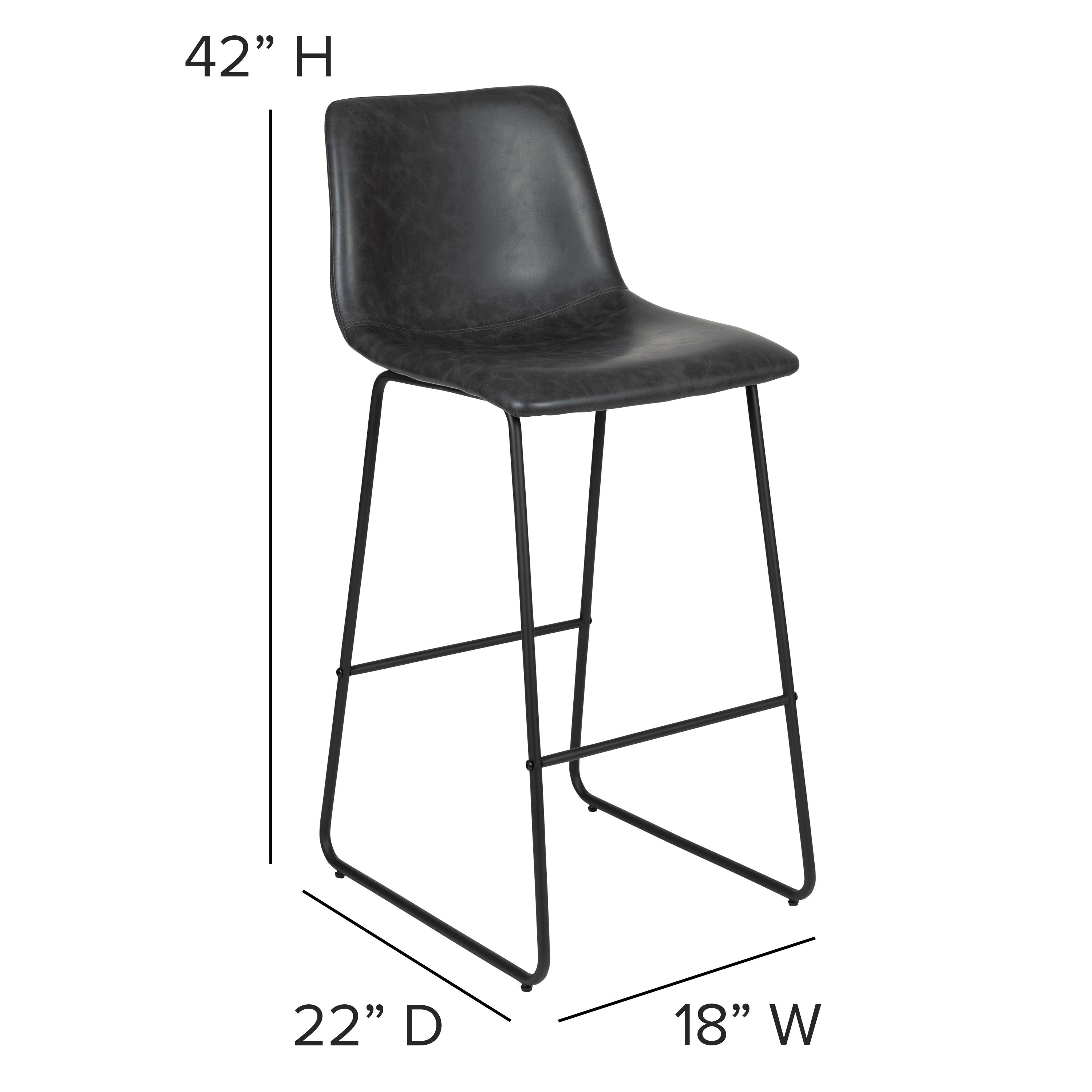 30 Inch LeatherSoft Bar Height Barstools, Set of 2