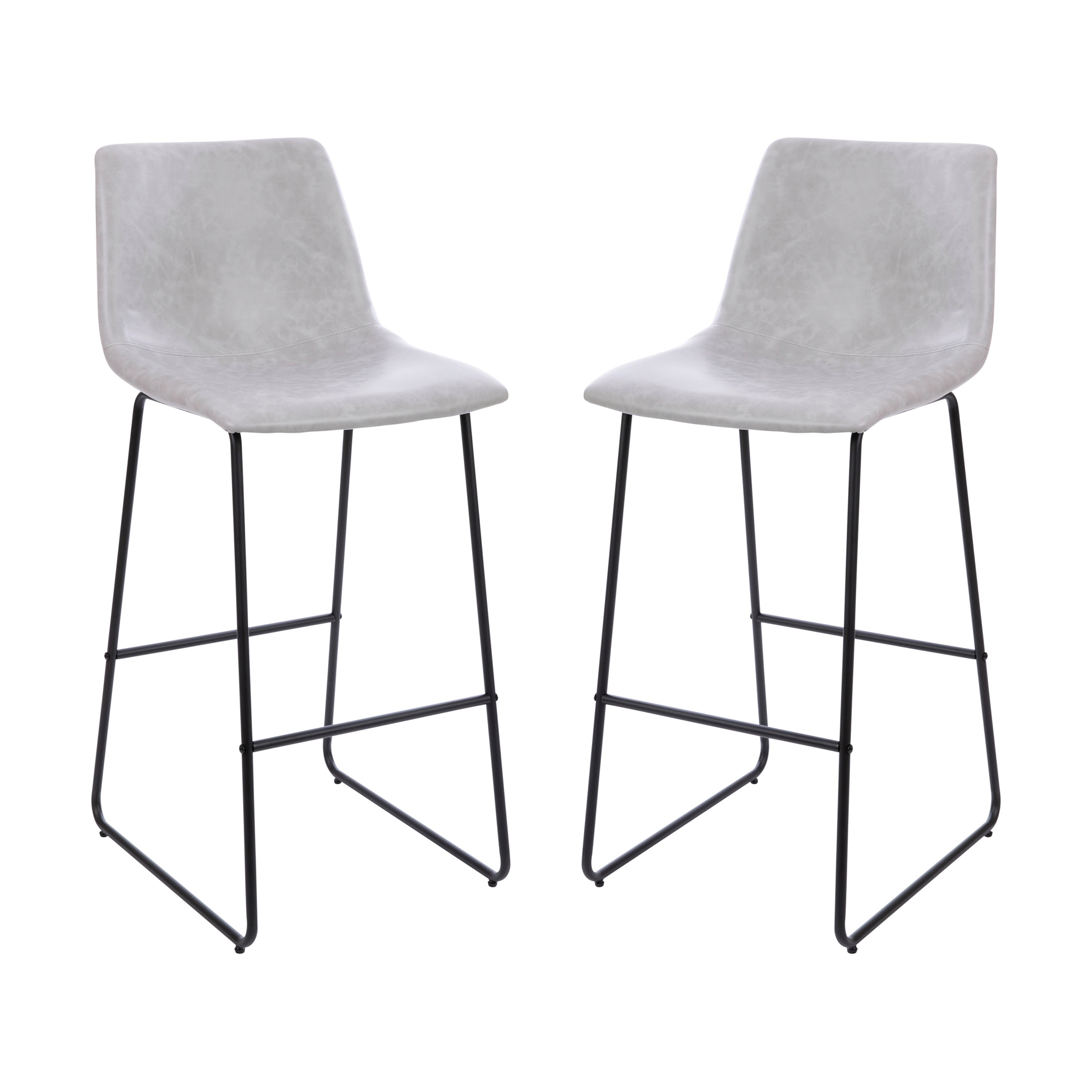 30 Inch LeatherSoft Bar Height Barstools, Set of 2