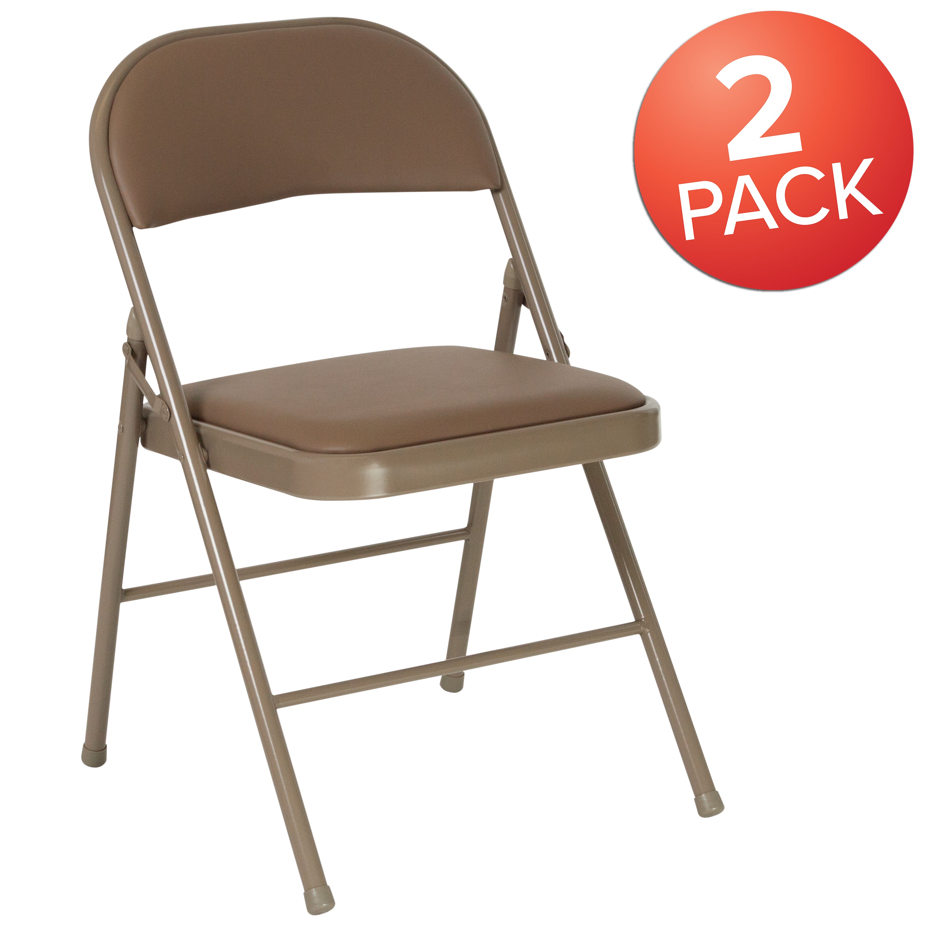 2 Pack HERCULES Series Double Braced Vinyl Folding Chair-Metal Folding Chair-Flash Furniture-Wall2Wall Furnishings
