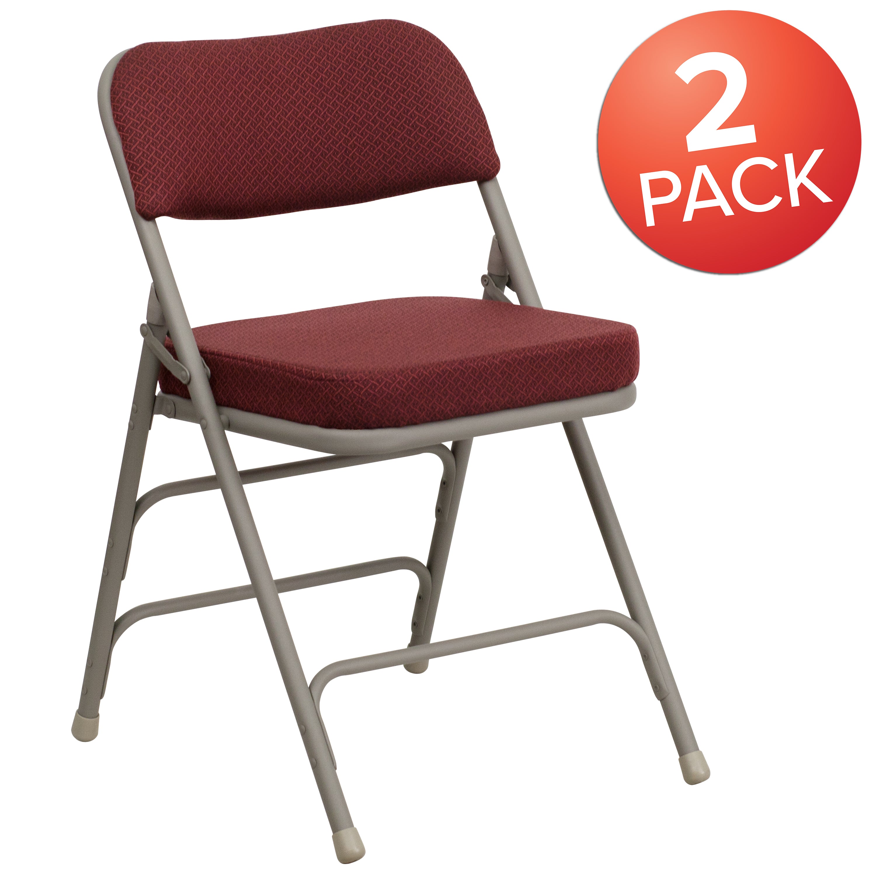 2 Pack HERCULES Series Premium Curved Triple Braced & Double Hinged Fabric Upholstered Metal Folding Chair-Metal Folding Chair-Flash Furniture-Wall2Wall Furnishings