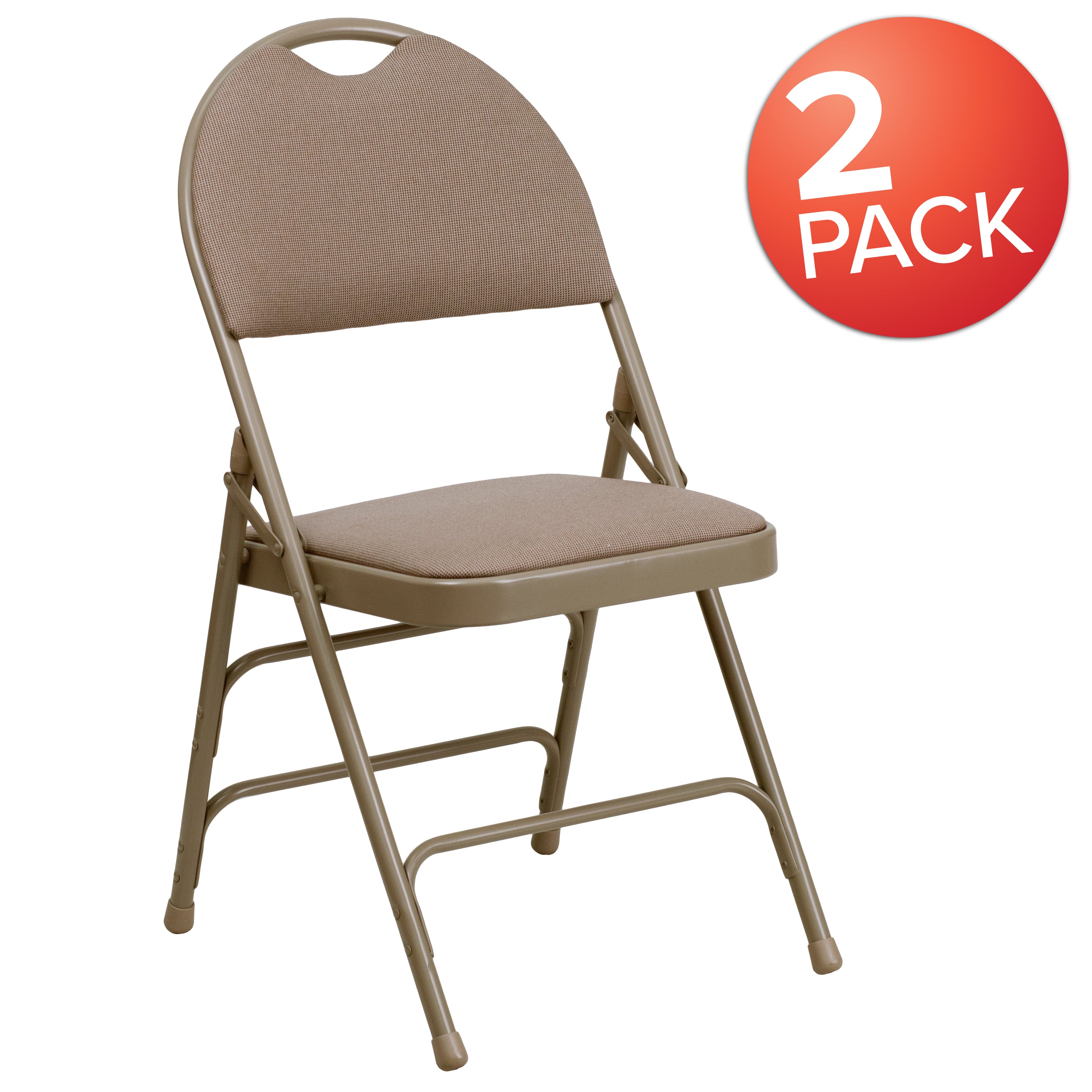 2 Pack HERCULES Series Extra Large Ultra-Premium Triple Braced Metal Folding Chair with Easy-Carry Handle-Large Metal Folding Chair-Flash Furniture-Wall2Wall Furnishings