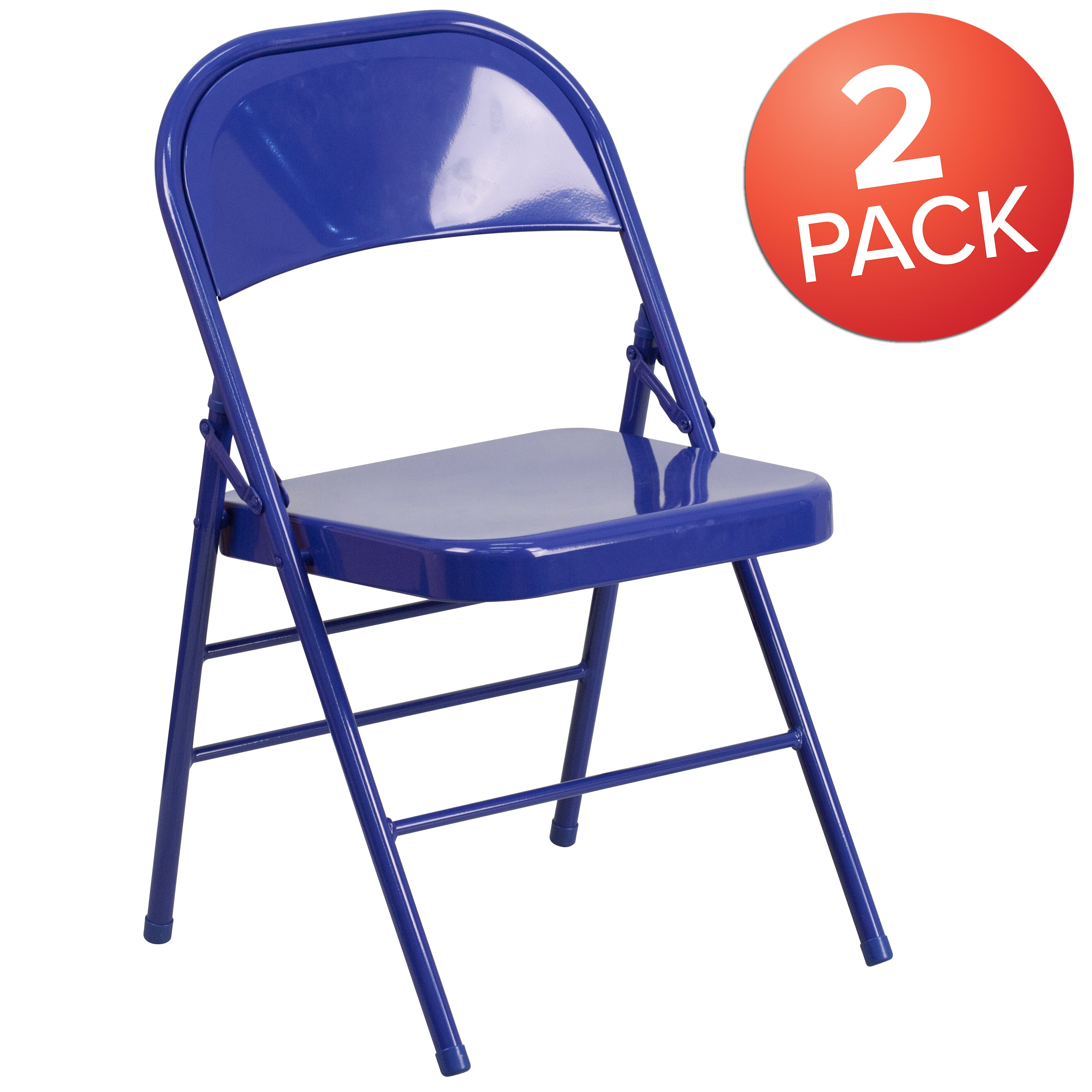 2 Pack HERCULES COLORBURST Series Triple Braced & Double Hinged Metal Folding Chair-Metal Folding Chair-Flash Furniture-Wall2Wall Furnishings