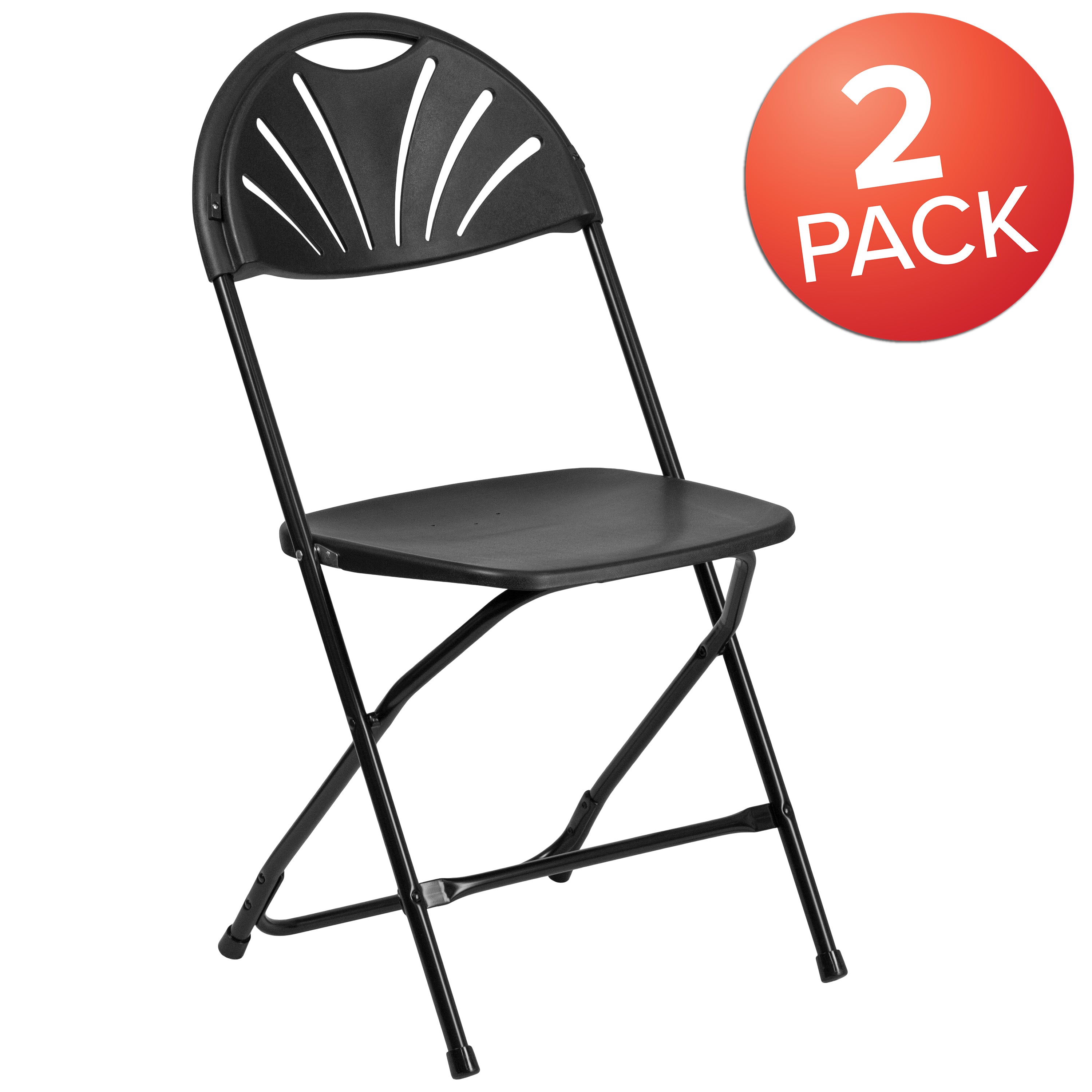 2 Pack HERCULES Series 650 lb. Capacity Plastic Fan Back Folding Chair-Plastic Folding Chair-Flash Furniture-Wall2Wall Furnishings