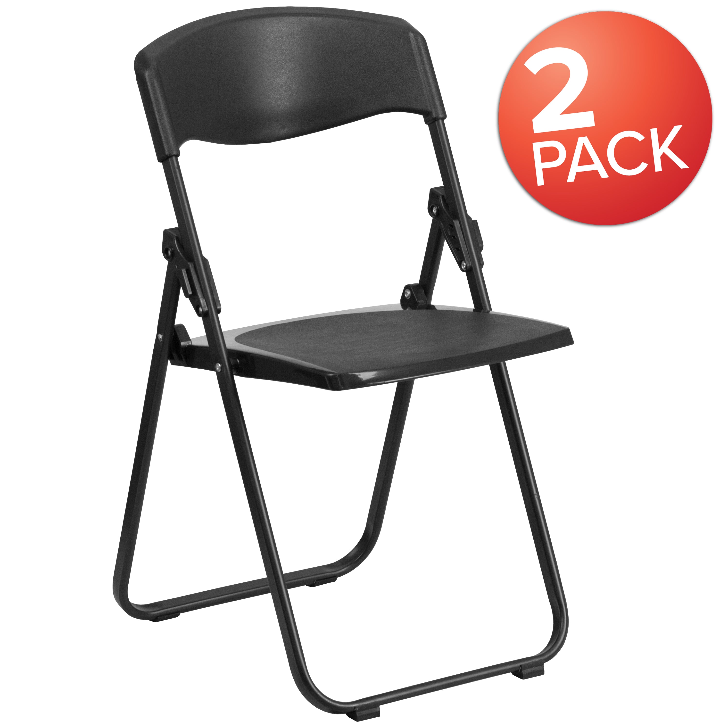 2 Pack HERCULES Series 500 lb. Capacity Heavy Duty Plastic Folding Chair with Built-in Ganging Brackets-Plastic Folding Chair-Flash Furniture-Wall2Wall Furnishings