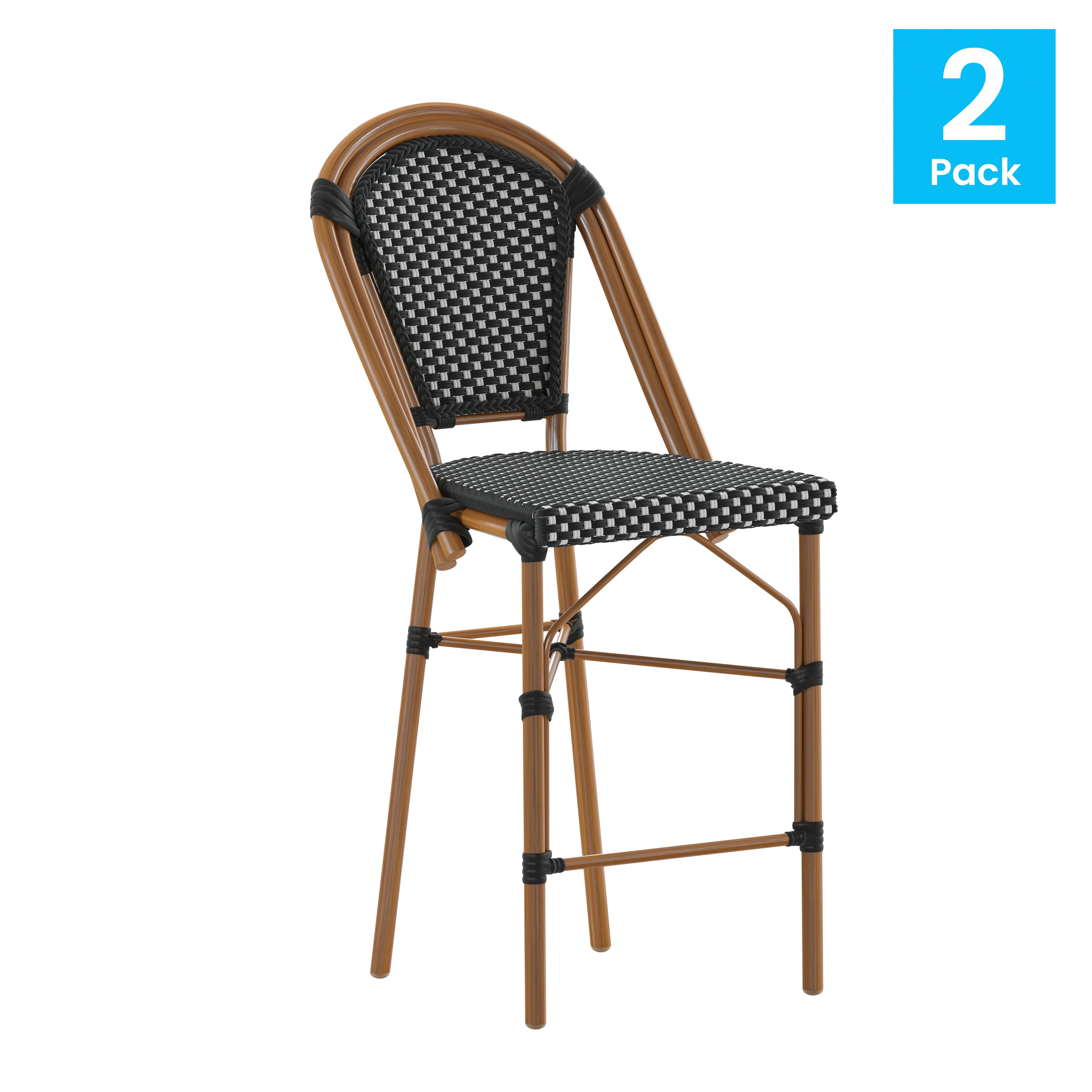 Bordeaux Set of 2 Stackable Indoor/Outdoor Bistro 26" High Counter Height Stools