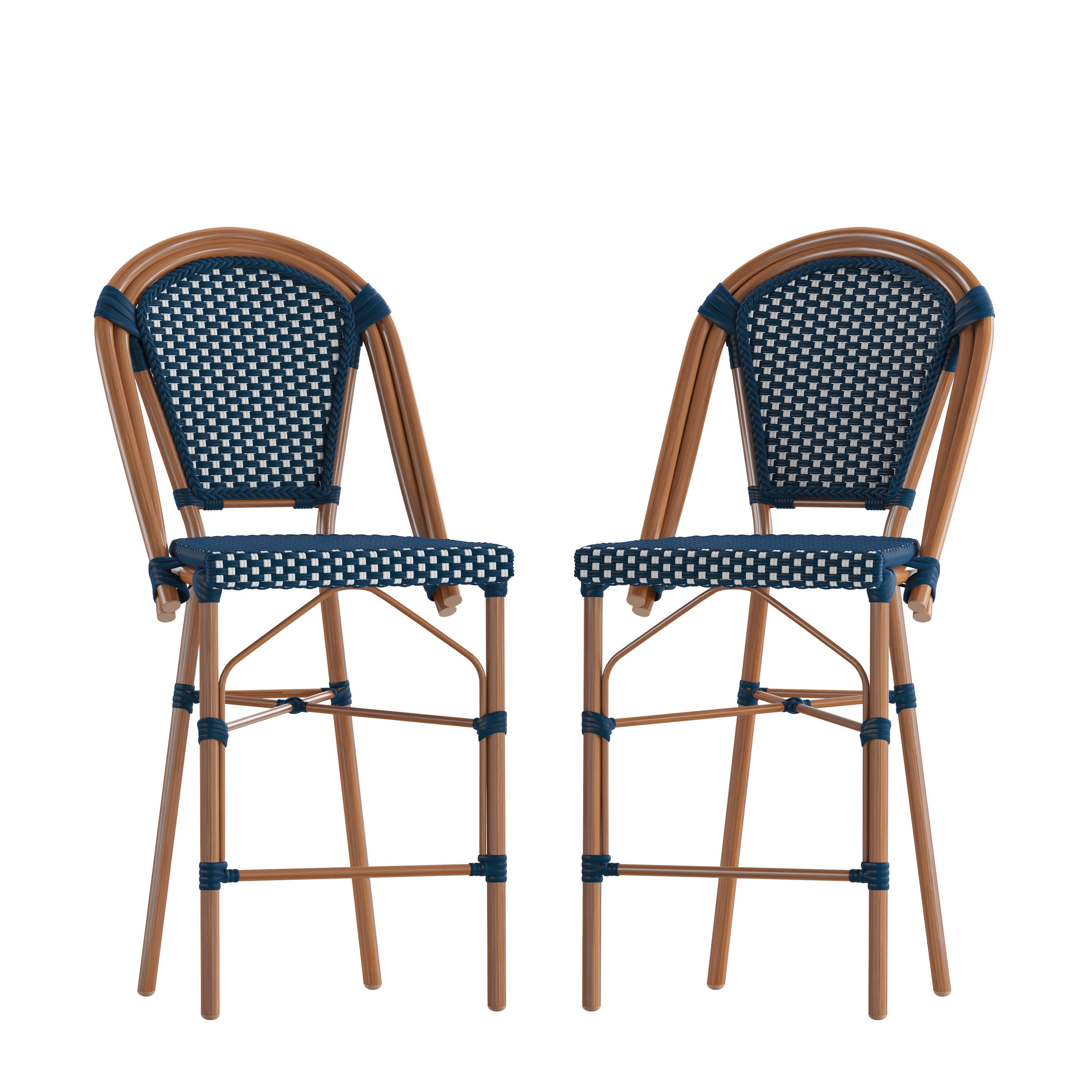 Bordeaux Set of 2 Stackable Indoor/Outdoor Bistro 26" High Counter Height Stools