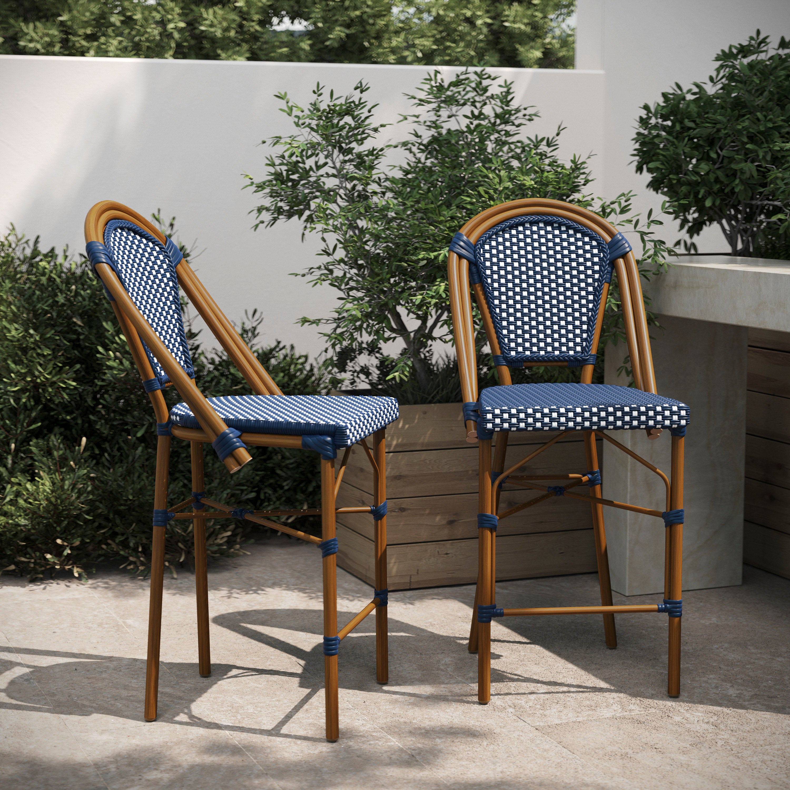 Bordeaux Set of 2 Stackable Indoor/Outdoor Bistro 26" High Counter Height Stools