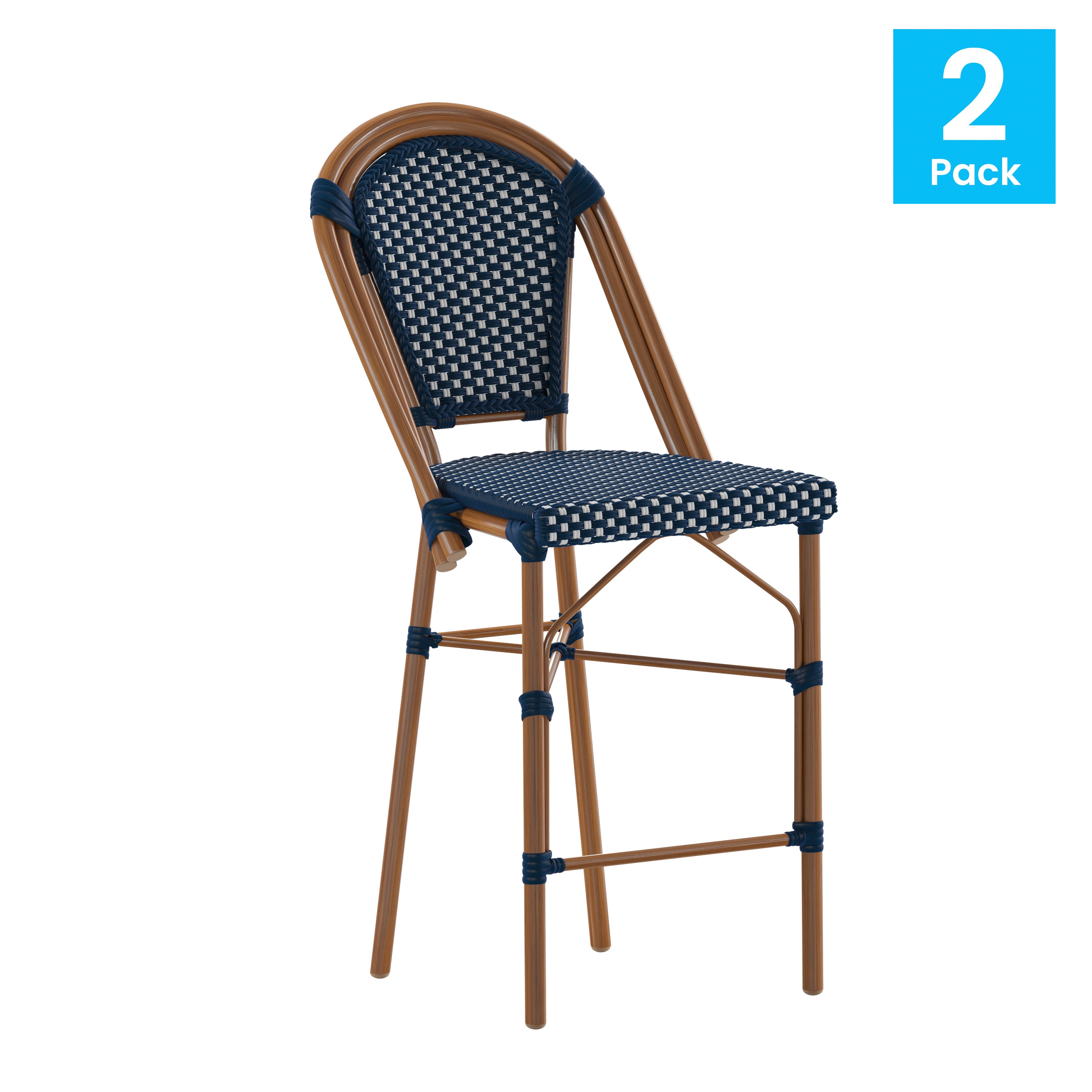 Bordeaux Set of 2 Stackable Indoor/Outdoor Bistro 26" High Counter Height Stools