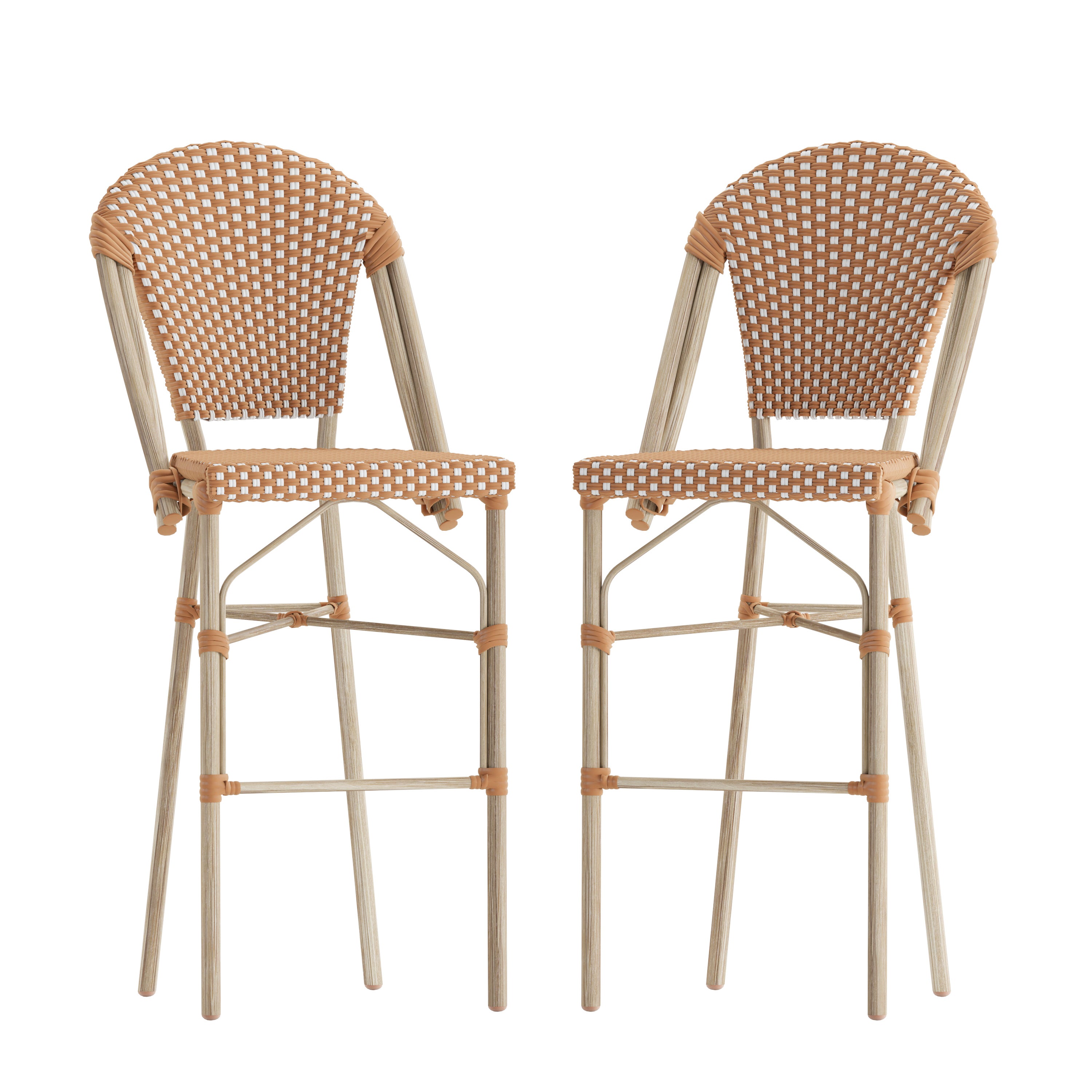 Lourdes Set of 2 Stackable Indoor/Outdoor Bistro 30" High Bar Height Stools