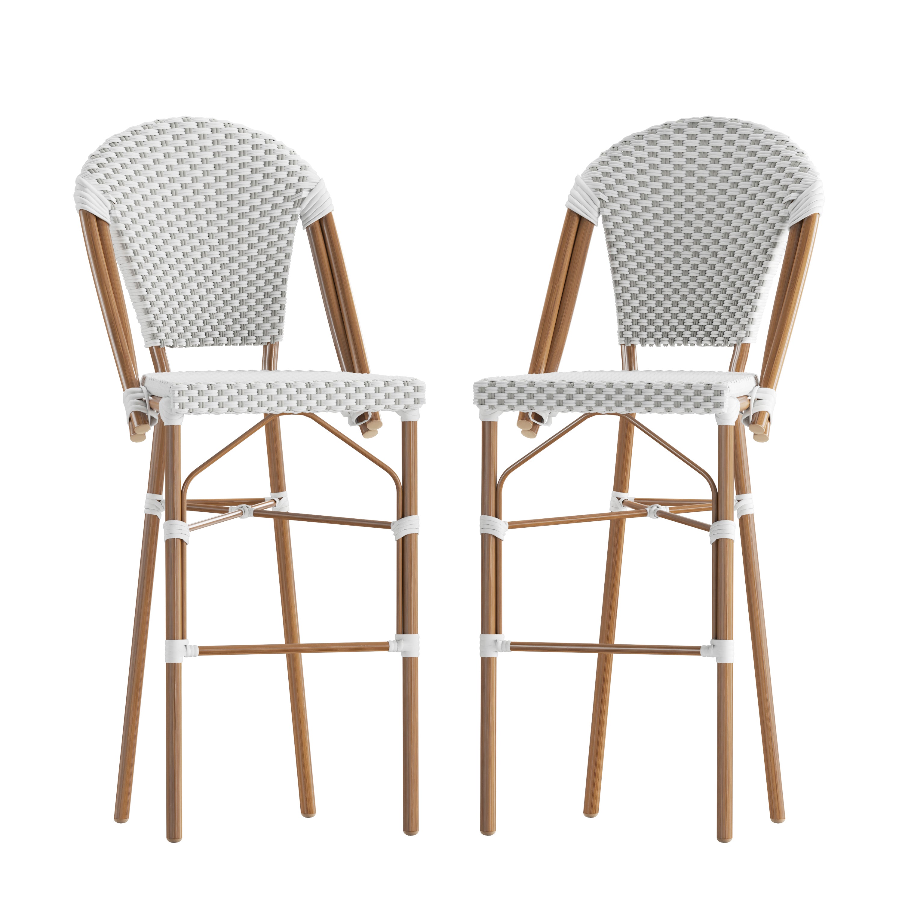Lourdes Set of 2 Stackable Indoor/Outdoor Bistro 30" High Bar Height Stools