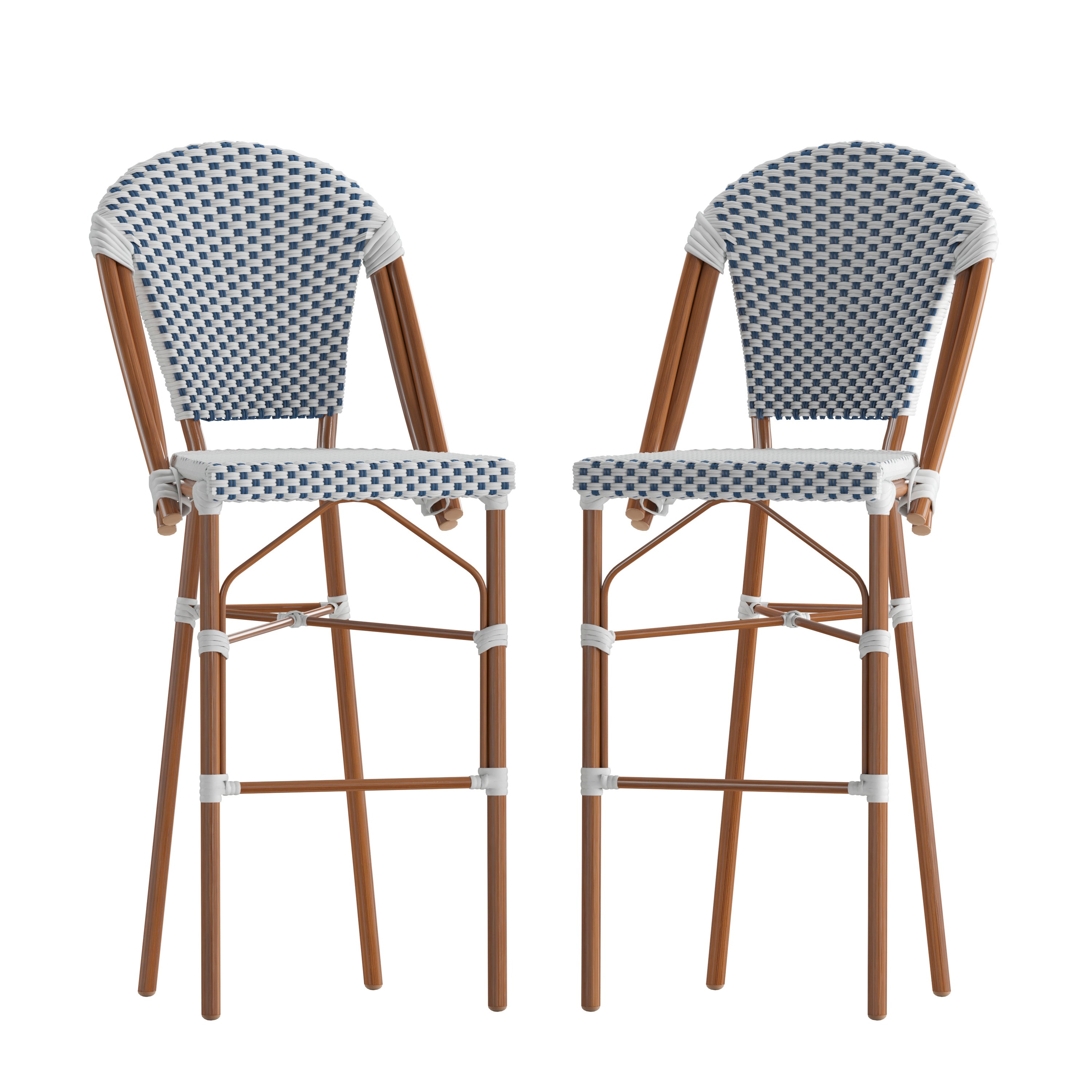 Lourdes Set of 2 Stackable Indoor/Outdoor Bistro 30" High Bar Height Stools