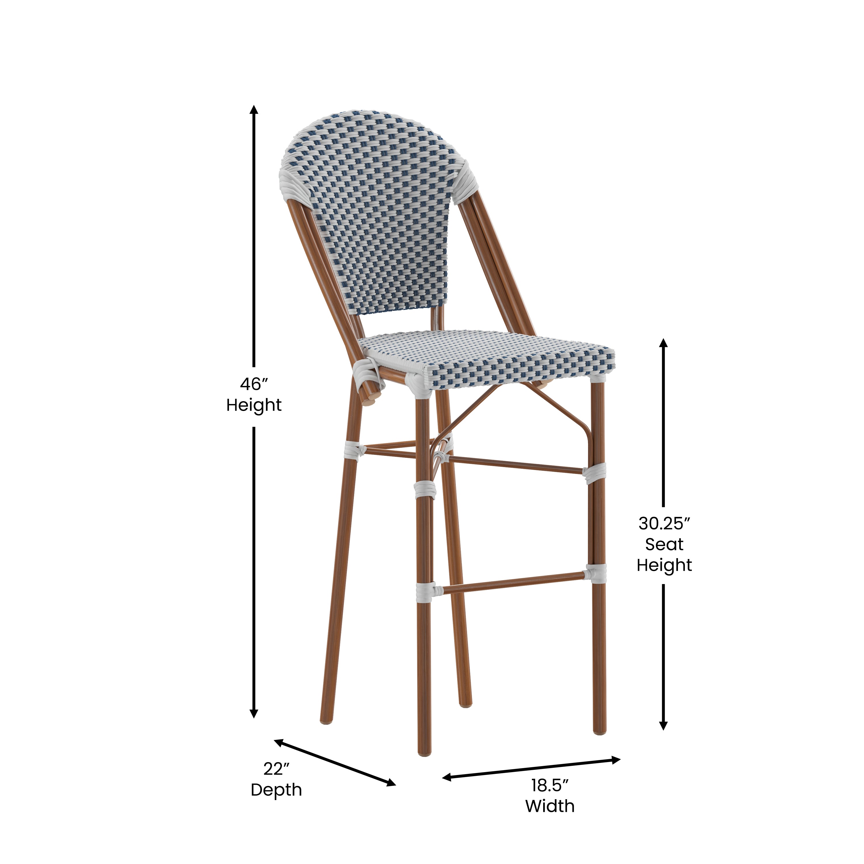 Lourdes Set of 2 Stackable Indoor/Outdoor Bistro 30" High Bar Height Stools