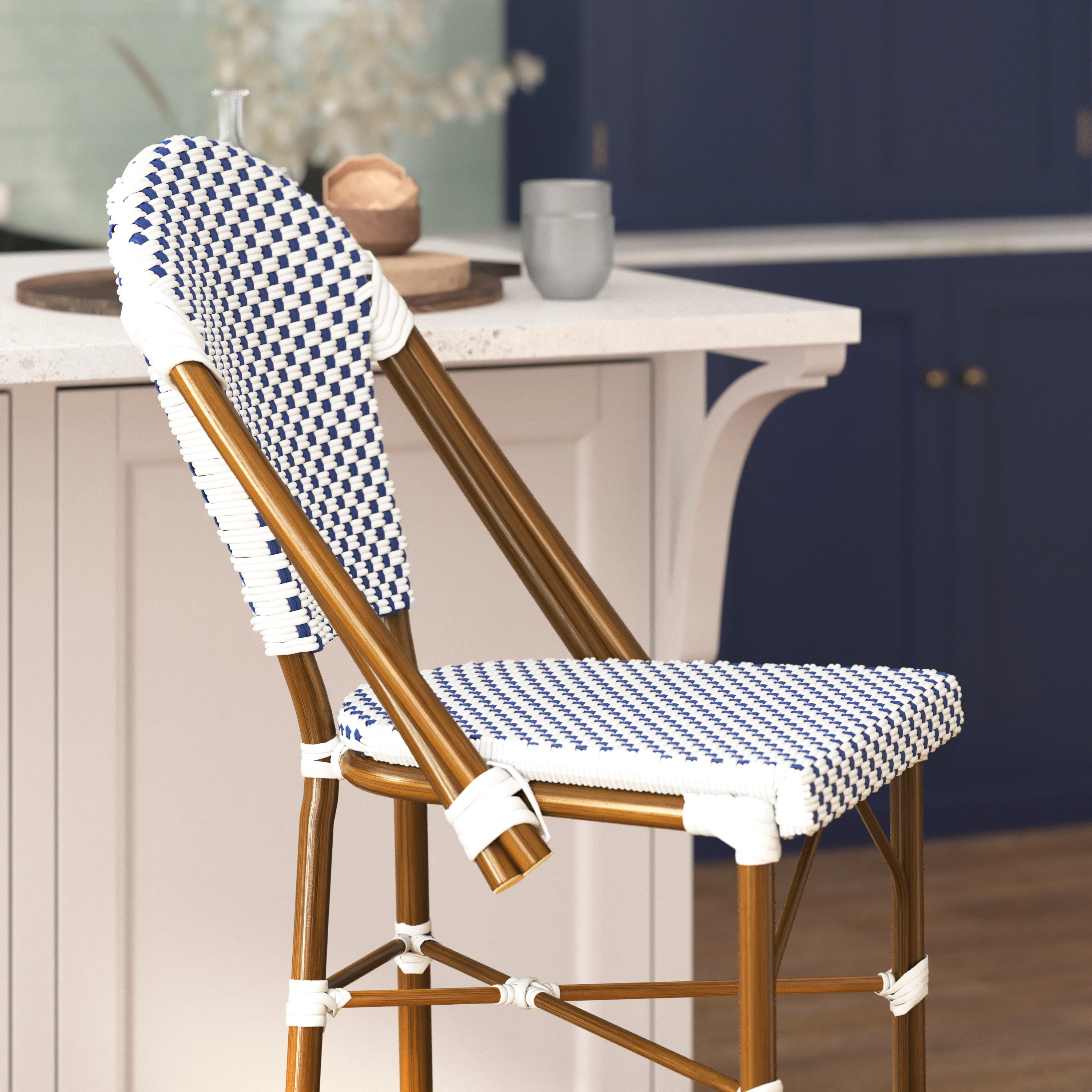 Lourdes Set of 2 Stackable Indoor/Outdoor Bistro 30" High Bar Height Stools