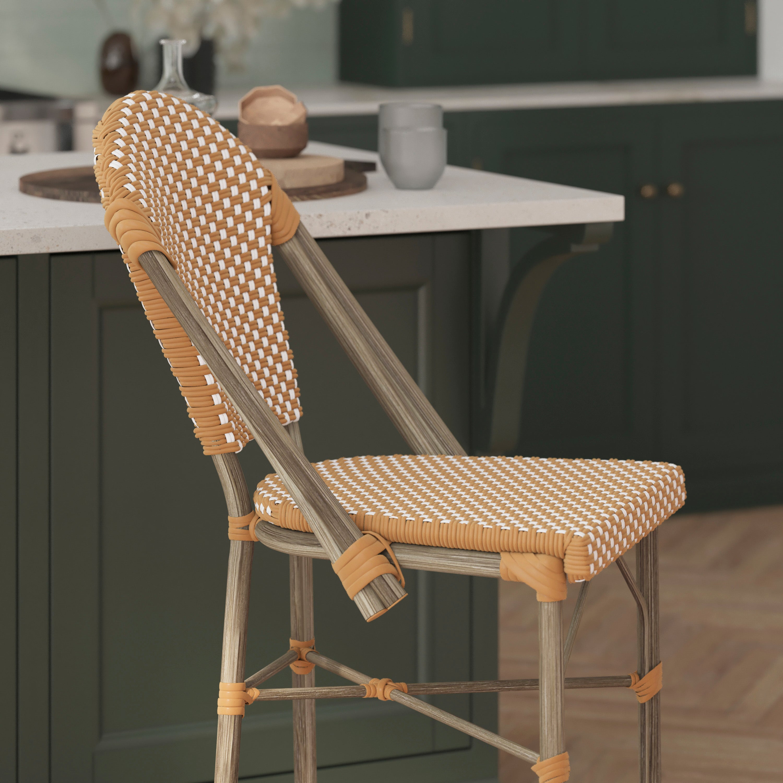 Lourdes Set of 2 Stackable Indoor/Outdoor Bistro 26" High Counter Height Stools