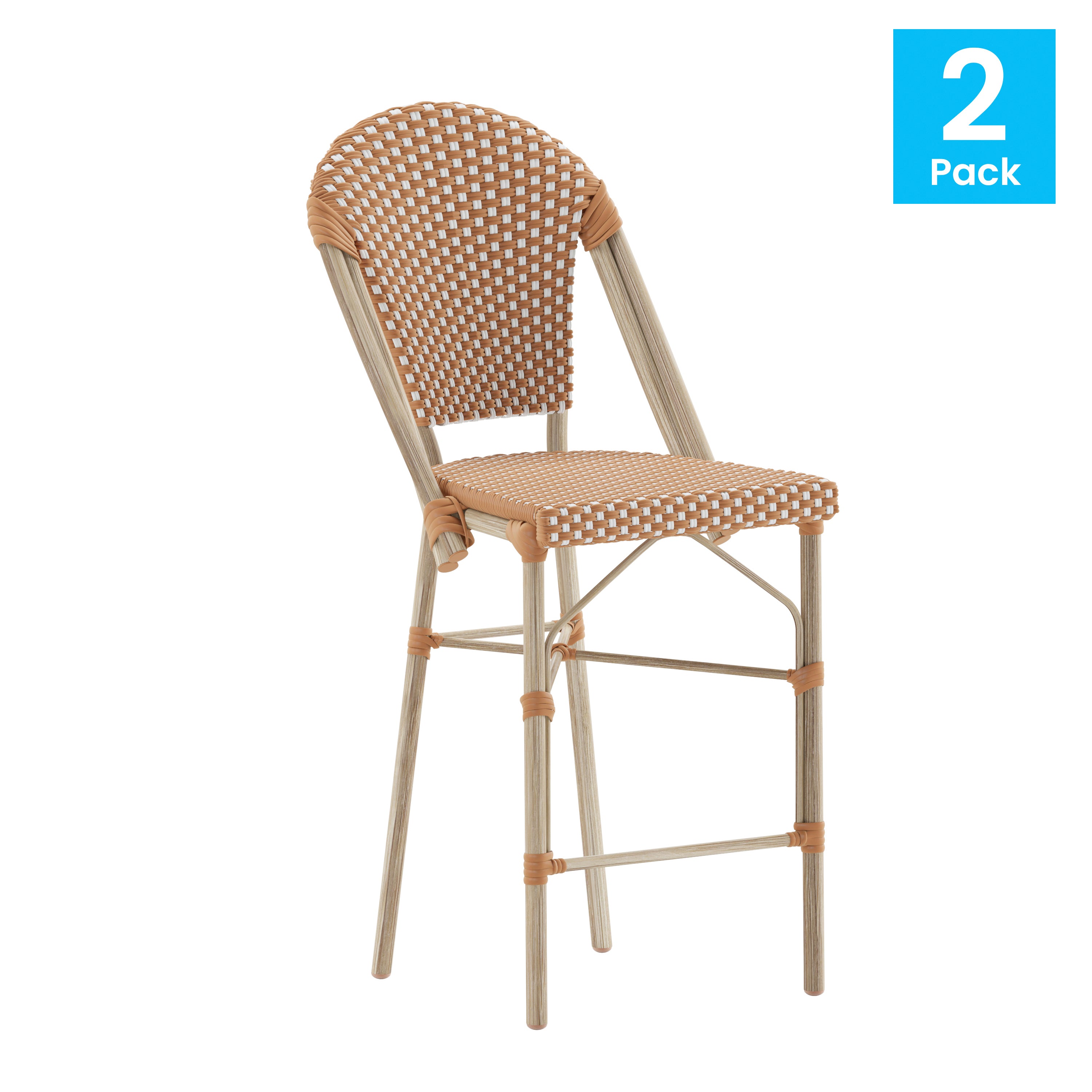 Lourdes Set of 2 Stackable Indoor/Outdoor Bistro 26" High Counter Height Stools