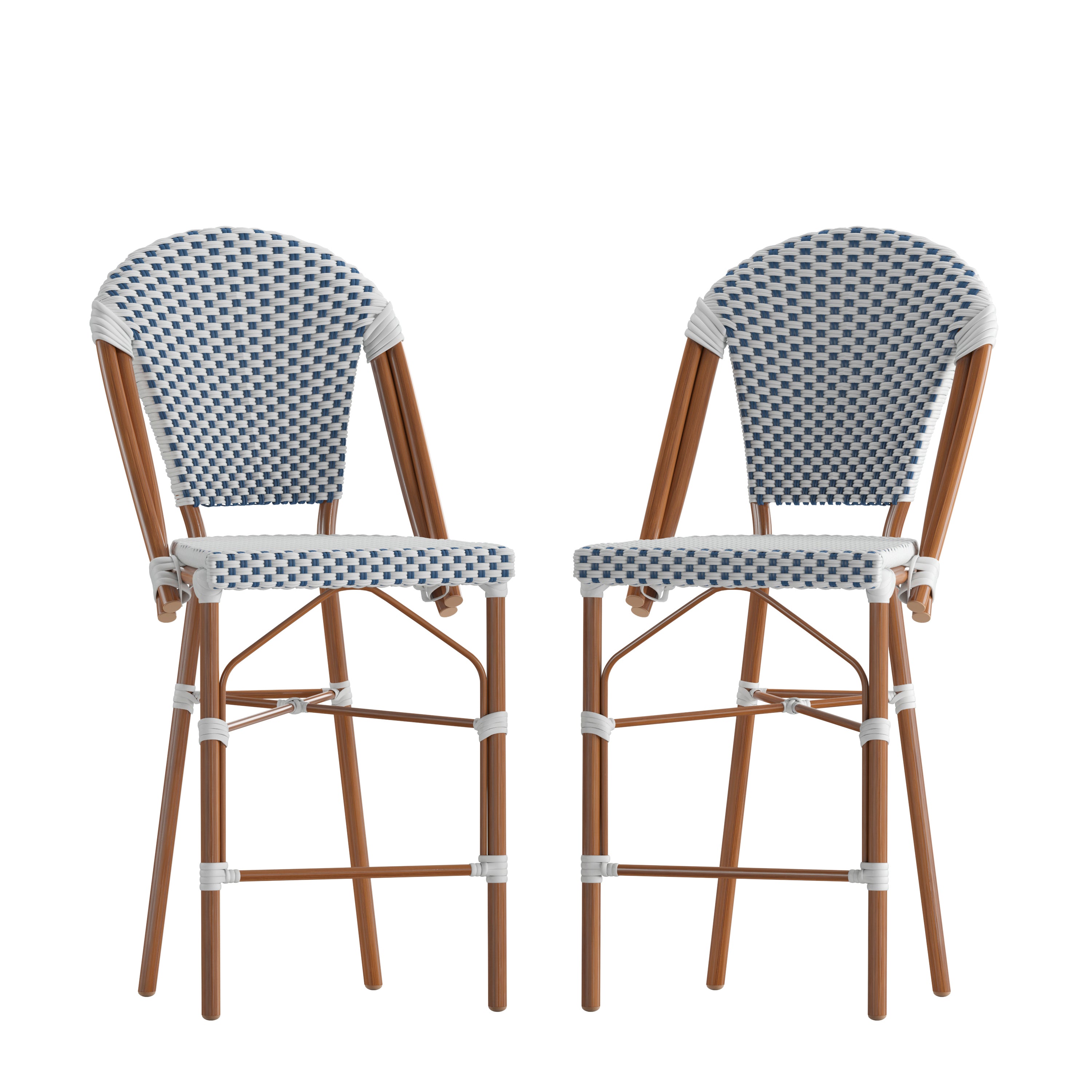 Lourdes Set of 2 Stackable Indoor/Outdoor Bistro 26" High Counter Height Stools