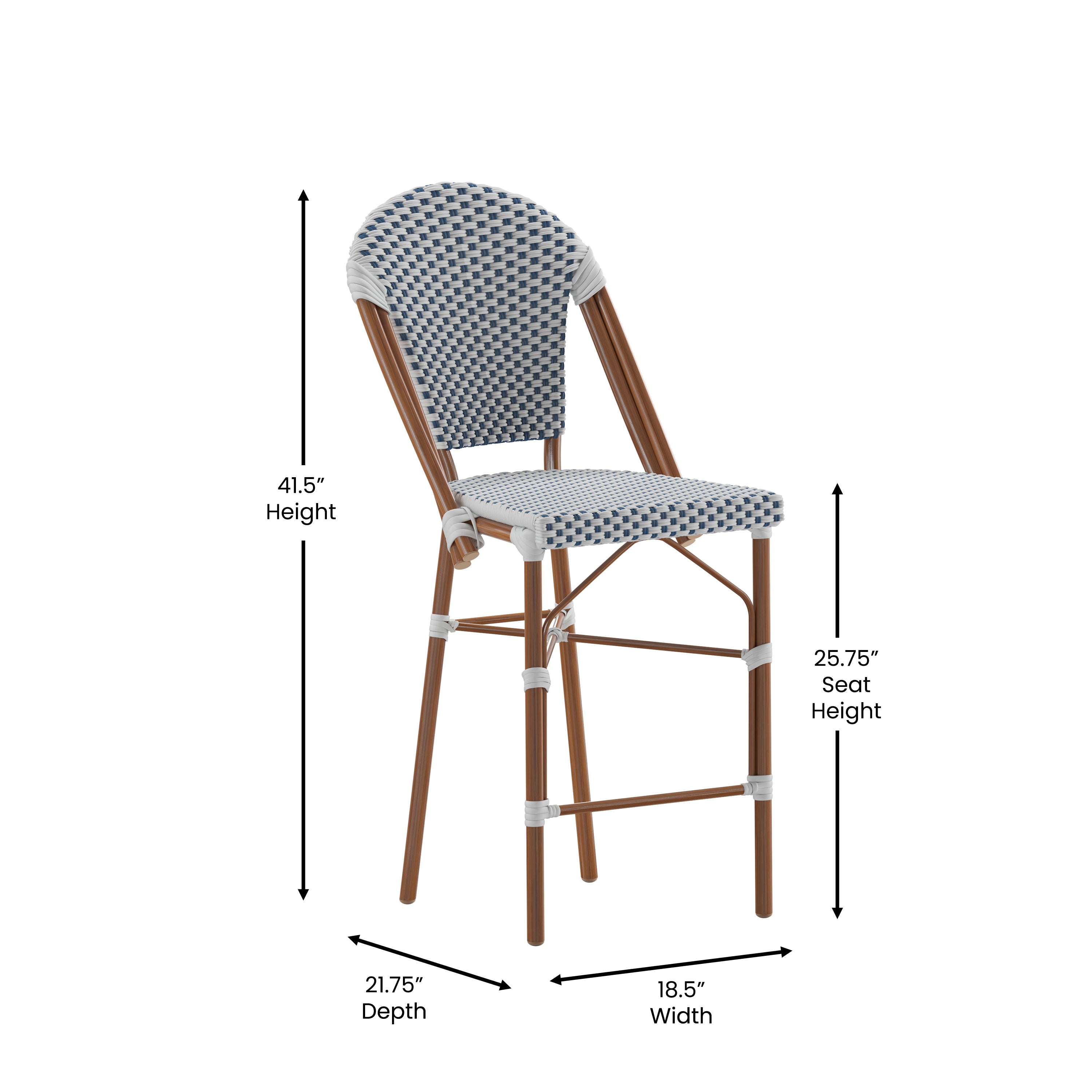 Lourdes Set of 2 Stackable Indoor/Outdoor Bistro 26" High Counter Height Stools