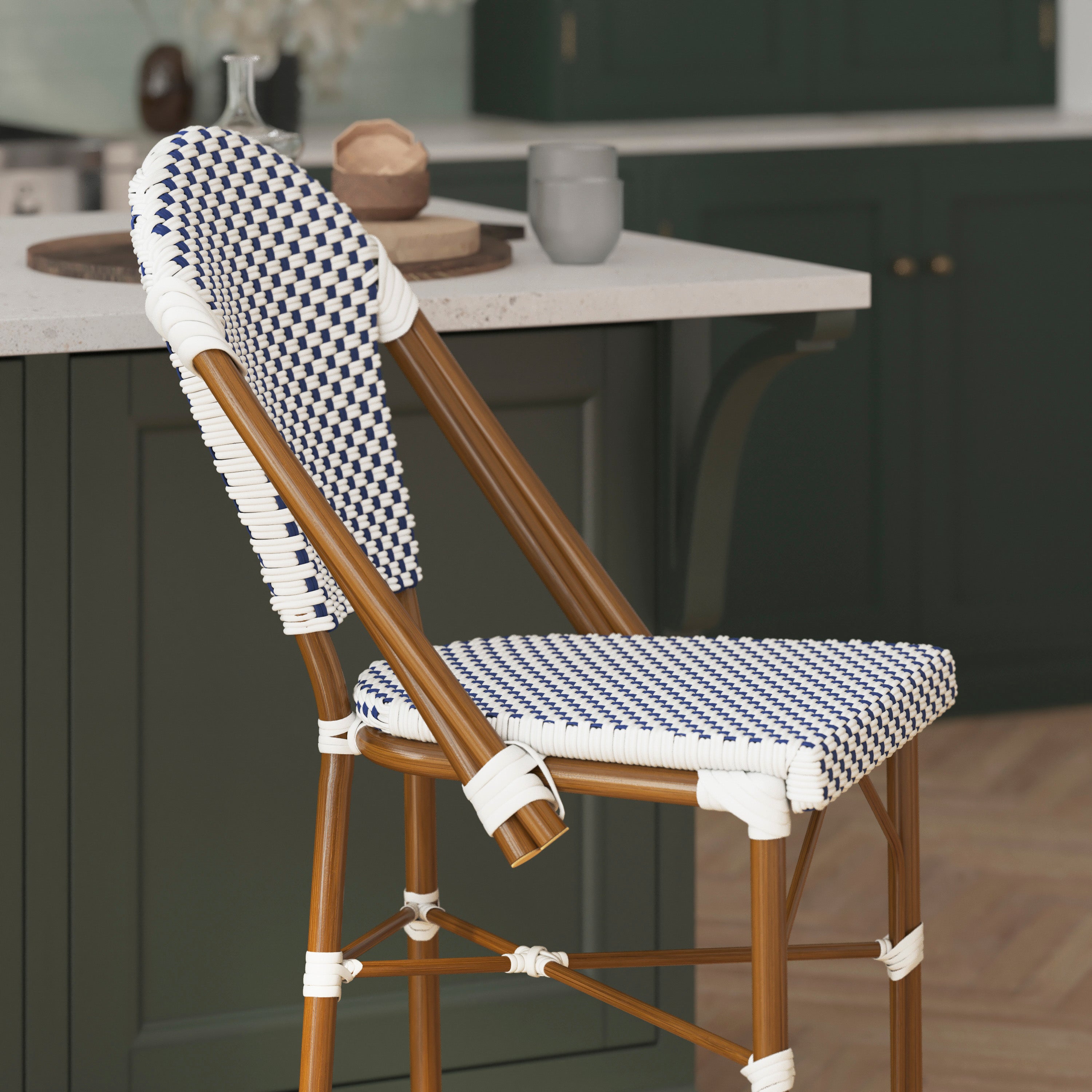 Lourdes Set of 2 Stackable Indoor/Outdoor Bistro 26" High Counter Height Stools