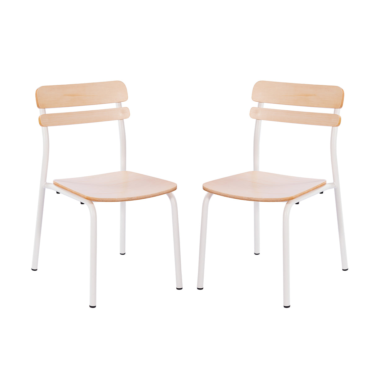 2 Pack Cyprus Commercial Grade Solid Wood Dining Chairs with Metal Frames and Antique Finish