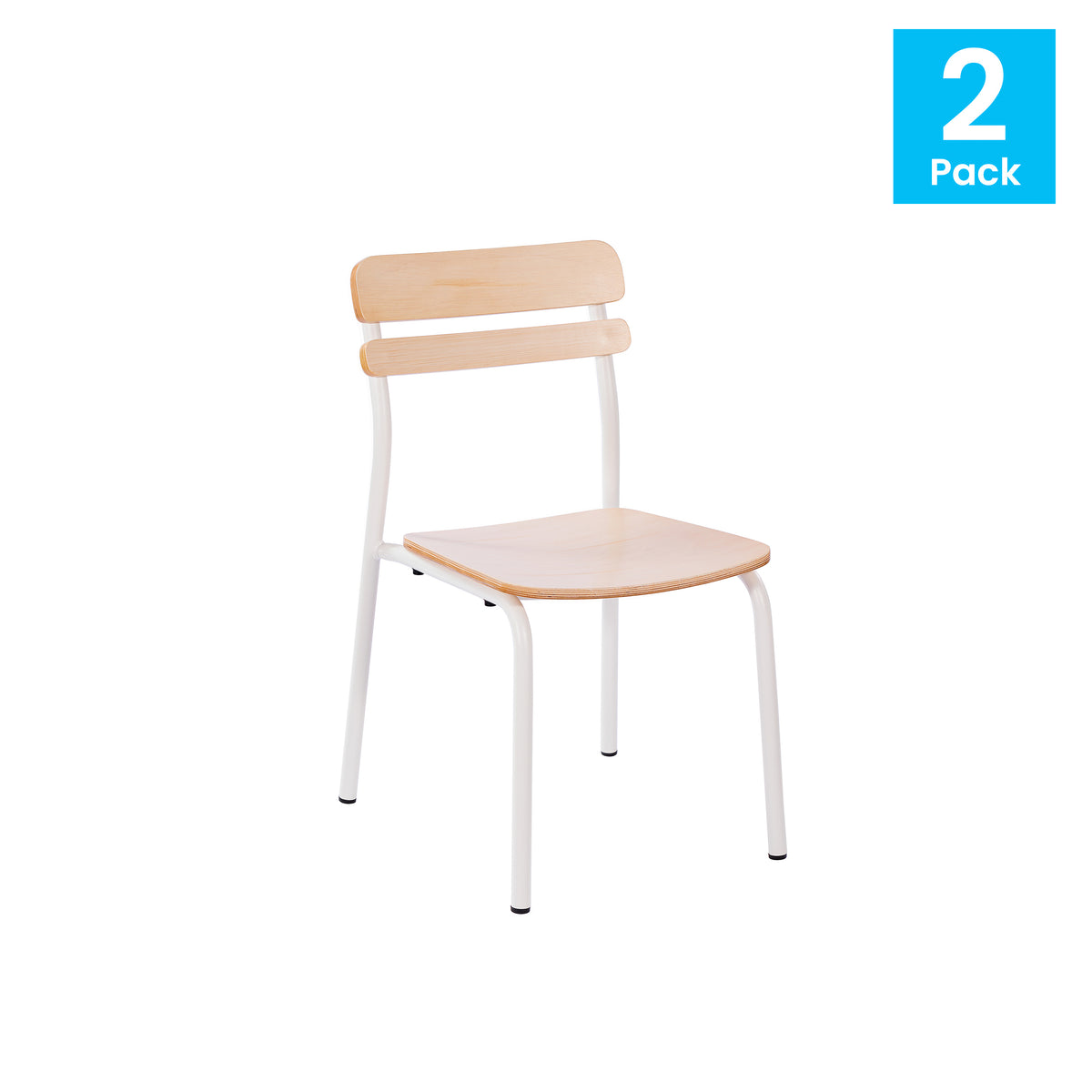 2 Pack Cyprus Commercial Grade Solid Wood Dining Chairs with Metal Frames and Antique Finish