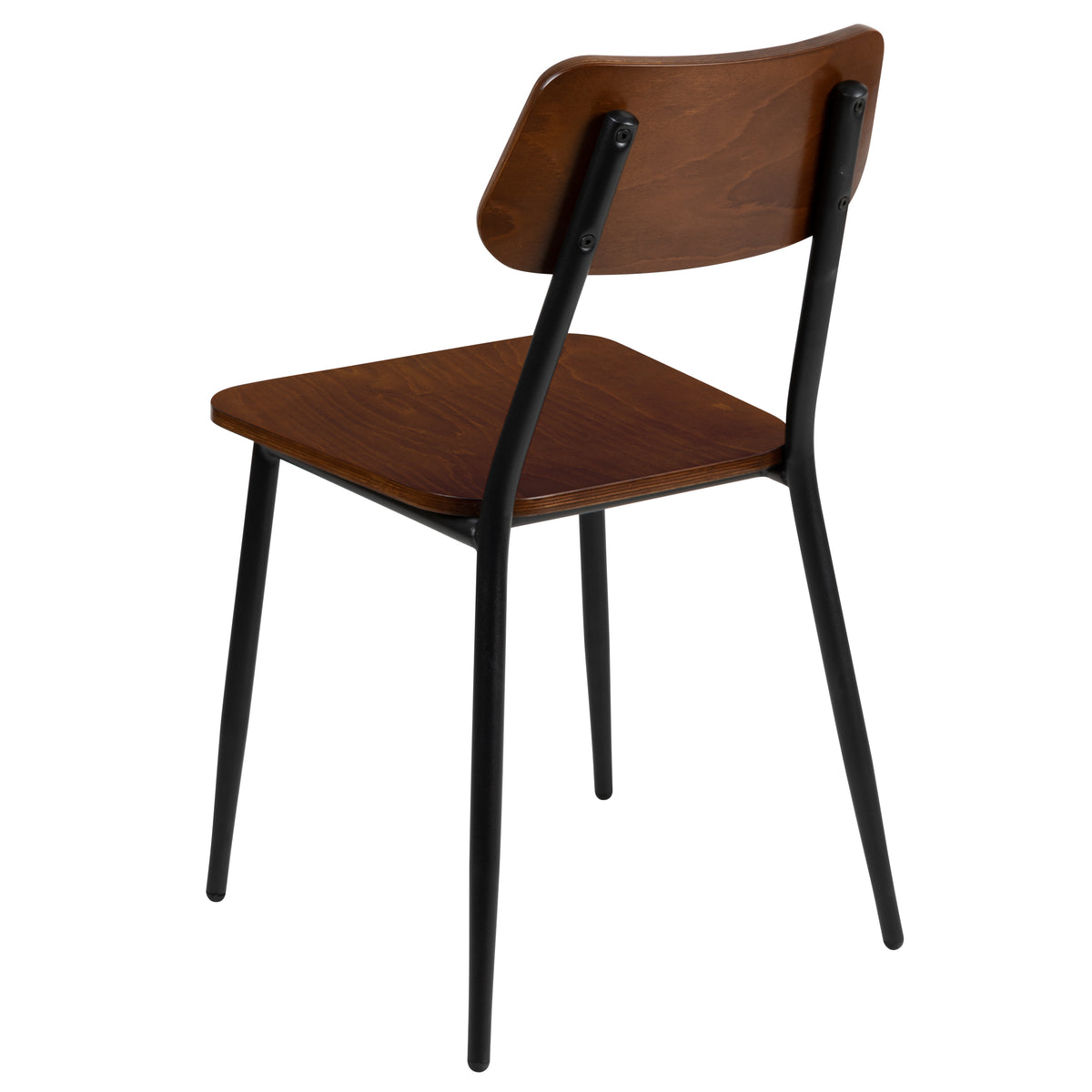 Industrial Dining Chair with Steel Frame and Rustic Wood Seat, Set of 2