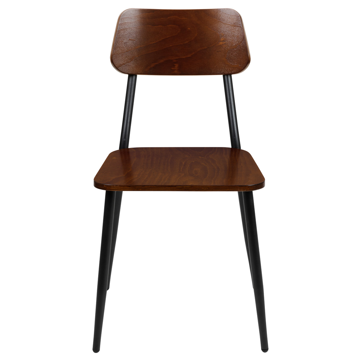 Industrial Dining Chair with Steel Frame and Rustic Wood Seat, Set of 2