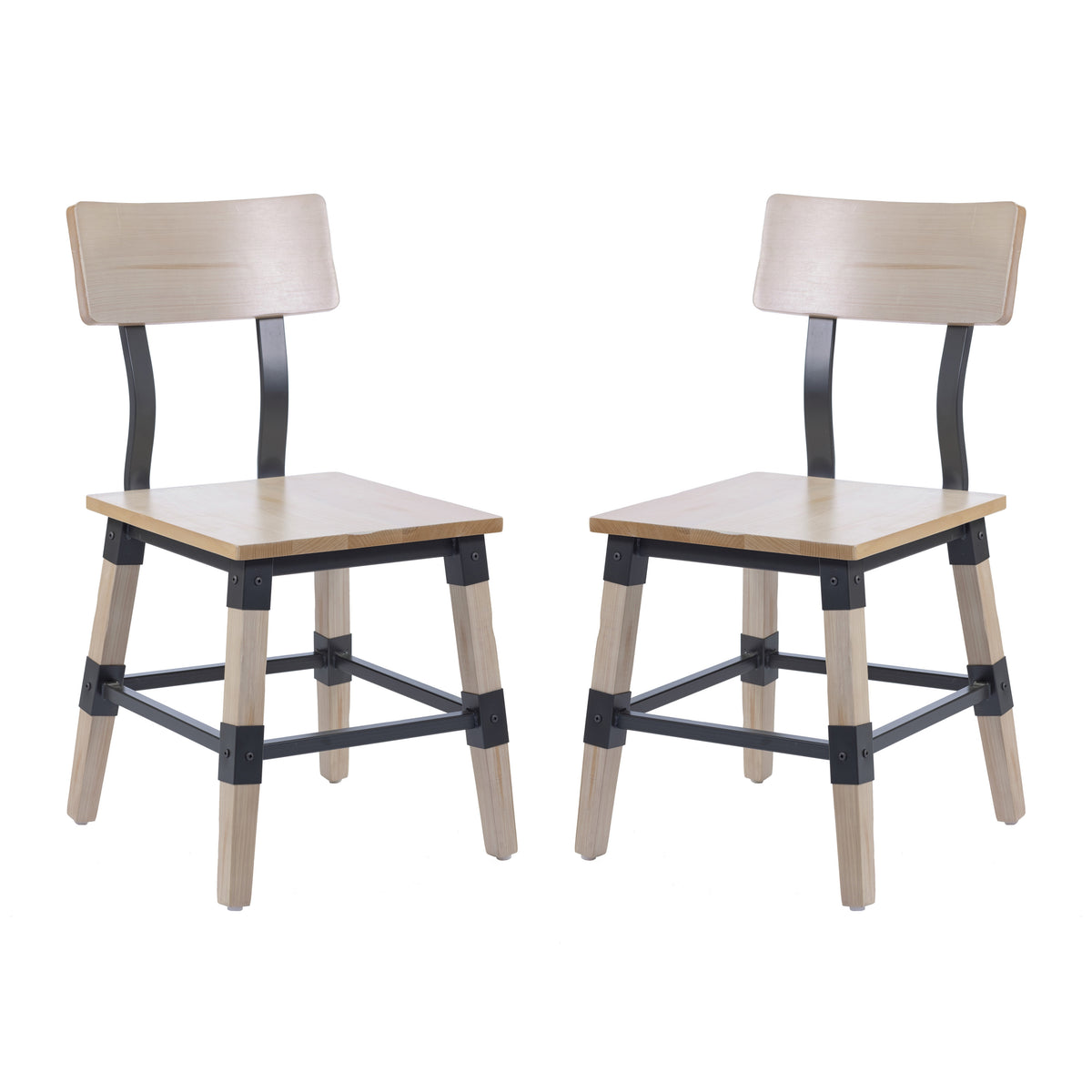 2 Pack Rustic Antique Industrial Wood Dining Chair