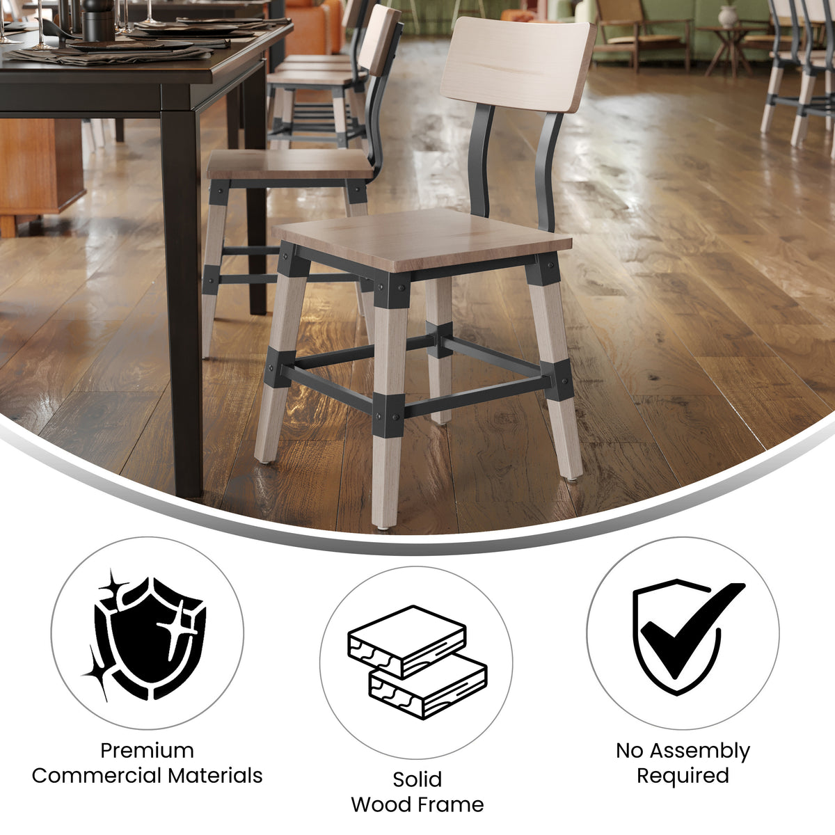 2 Pack Rustic Antique Industrial Wood Dining Chair